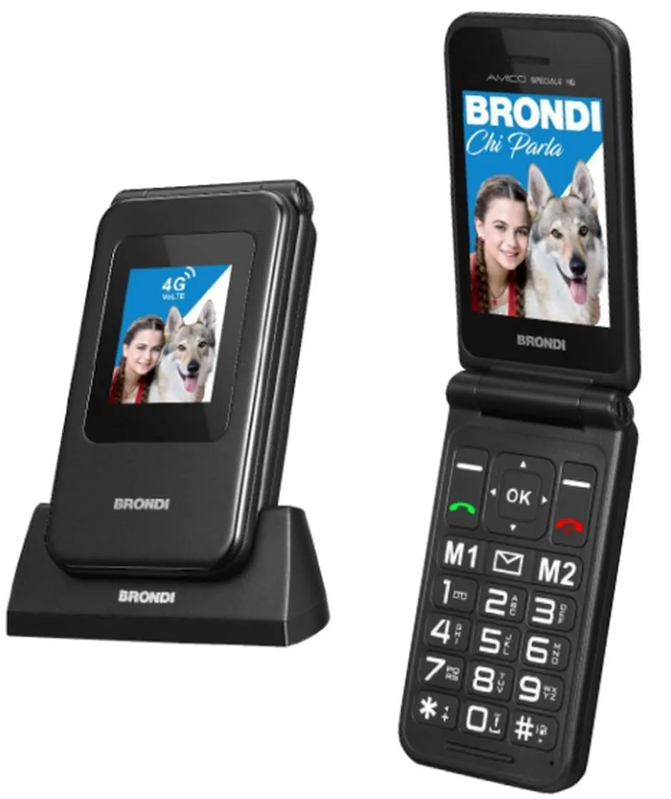 BRONDI CELLULARE SENIOR DUALSIM AMICO SPECIALE 4G BLACK METAL