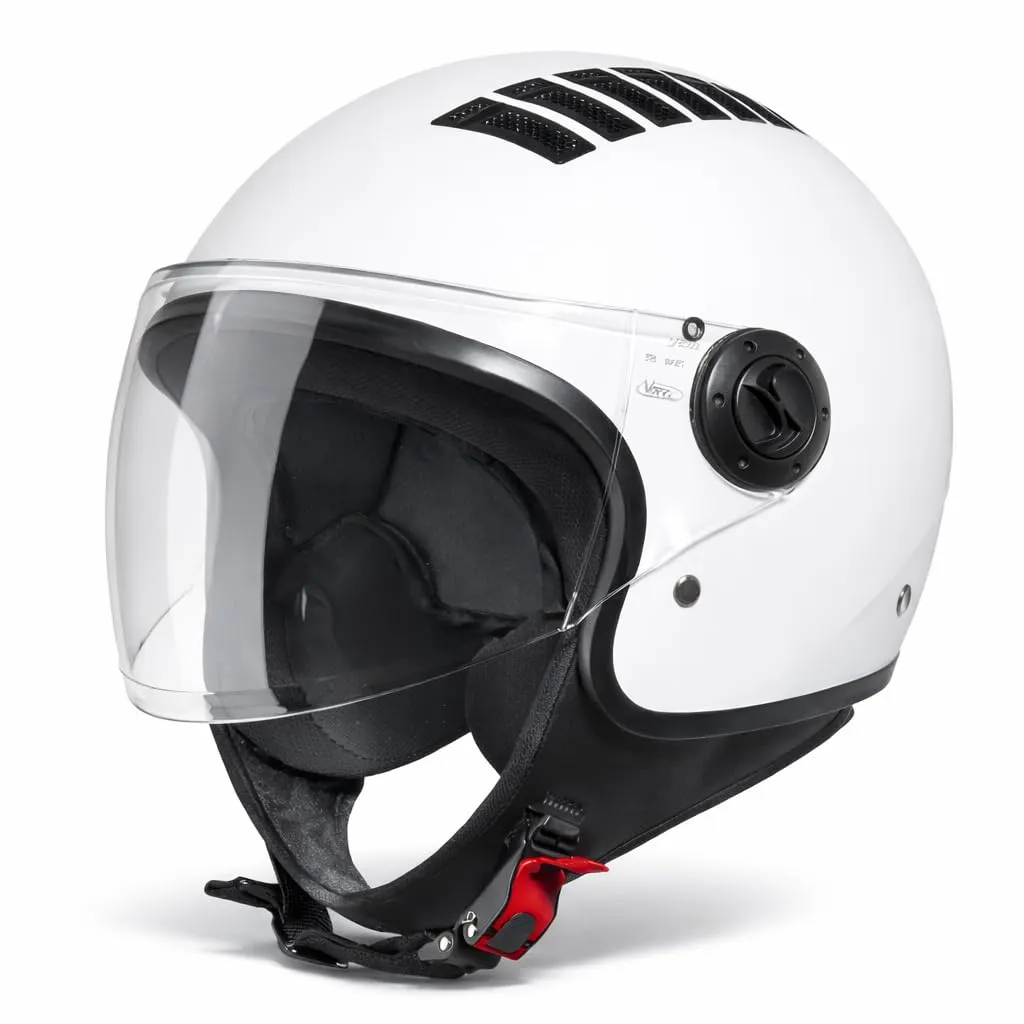 VINZ Como Casco Jet con Visiera ECE 22.06 Certificato | Per scooter, moto e Vespa | Uomo E Donna | nelle taglie dalla XS-XL| Disponibile in quattro colori