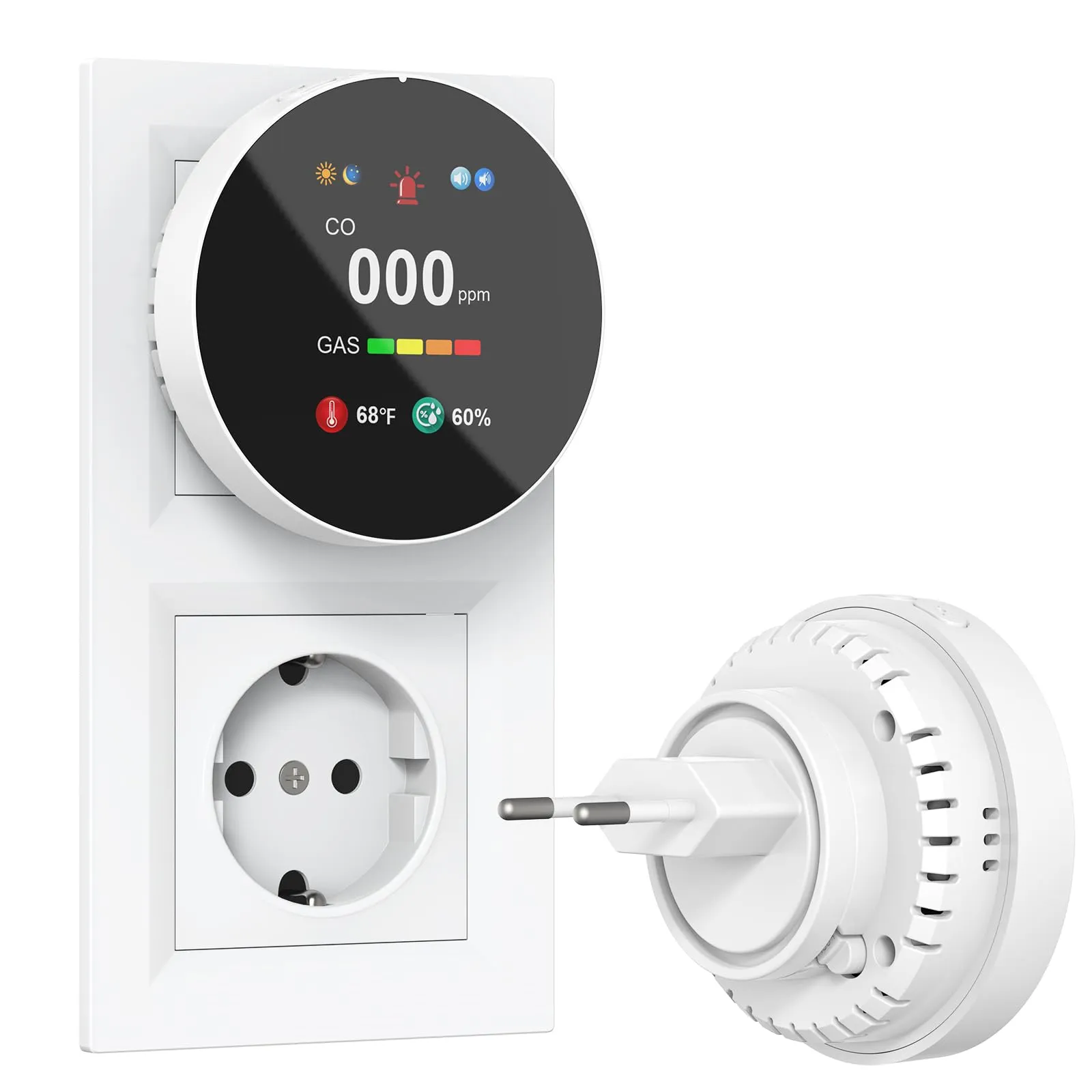 CHZHVAN Rilevatore di Gas, Rilevatore di Fughe GPL/Gas Naturale/Carbone, Plug-in Monitor di Metano e Propano Butano, Allarme Sonoro e Display digitale LED per Cucina, Casa Mobile, Garage