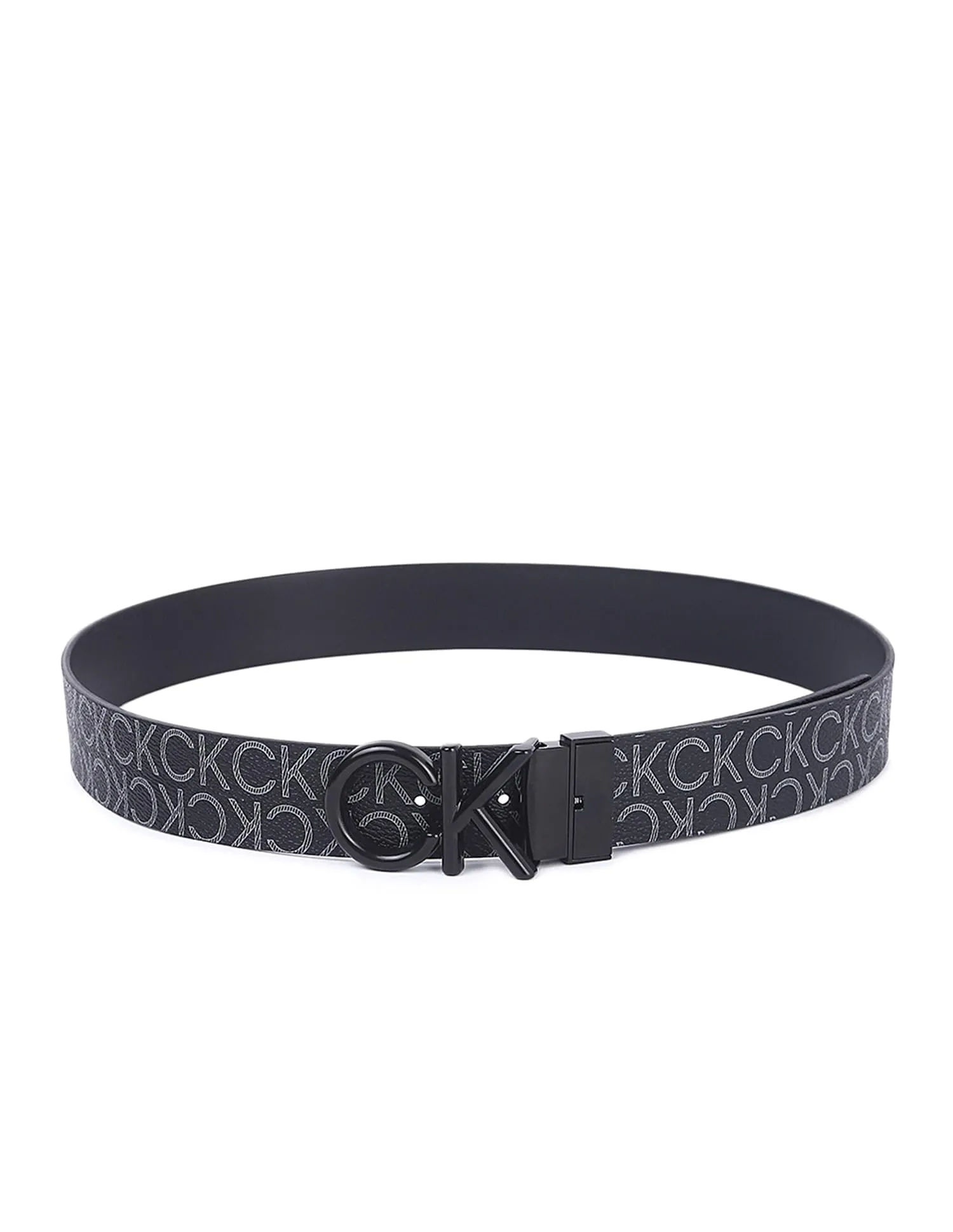 Calvin Klein Uomo Cintura Metal Bombe Mono Reversibile, Nero (Ck Black Smooth/Classic Mono), 110 cm