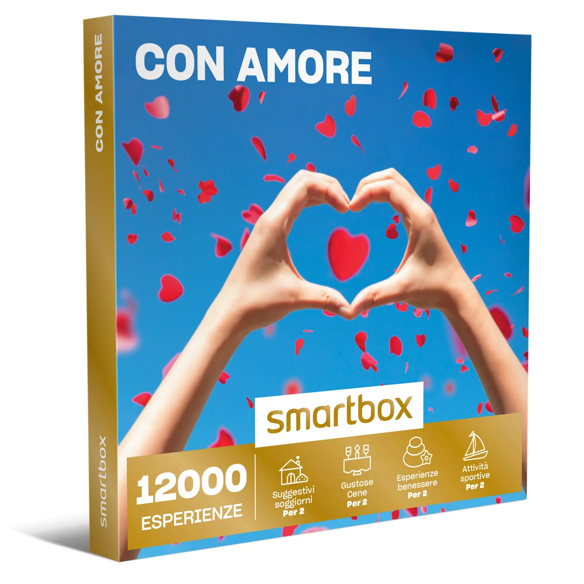 Smartbox - cofanetto regalo per uomo o donna - Con Amore - idee regalo originale - 1 soggiorno o 1 cena o 1 pausa relax o 1 attività sportiva per 2 persone