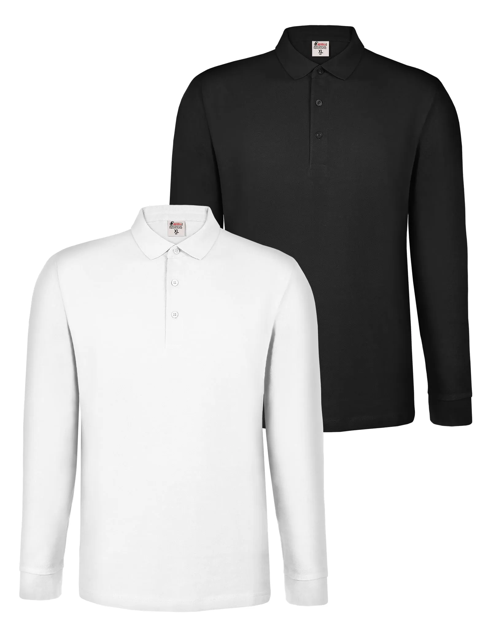 ALPIDEX Set da 2 Polo Uomo Manica Lunga Cotone Maglietta Classico Casual Tinta Unita S M L XL XXL 3XL 4XL 5XL, Taglia:M, Colore:Cloud