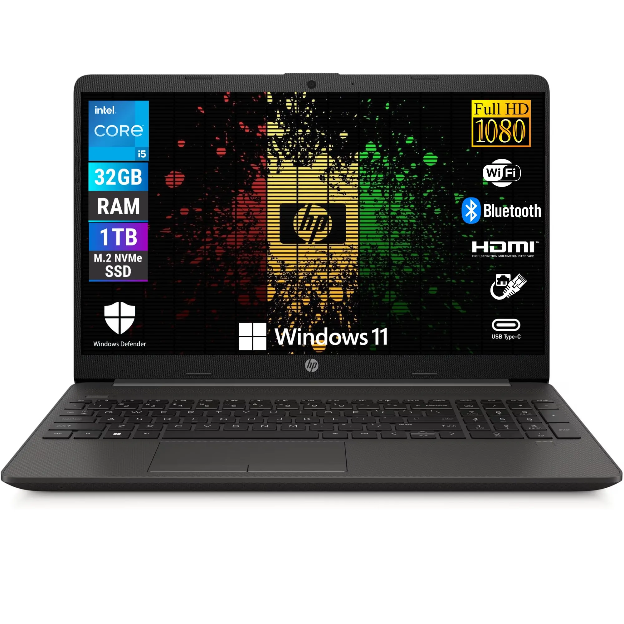 HP 250 G10, Notebook Display 15.6'' FHD, Intel Core i5-1334u 10 Core 3.4Ghz, Ram 32GB, SSD 1000GB, Pc Portatile Windows 11