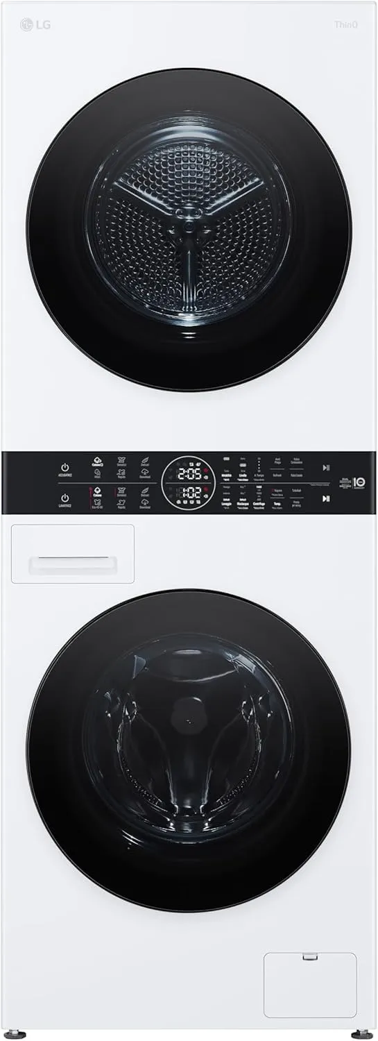 LG WashTower WT1210WWF Colonna Bucato, Lavatrice e Asciugatrice Insieme, Lavatrice 12 Kg Classe A -10% e Asciugatrice 10 kg Classe A+++, Pannello Unico, TurboWash360, Lavaggio a vapore, Wi-Fi, Bianca