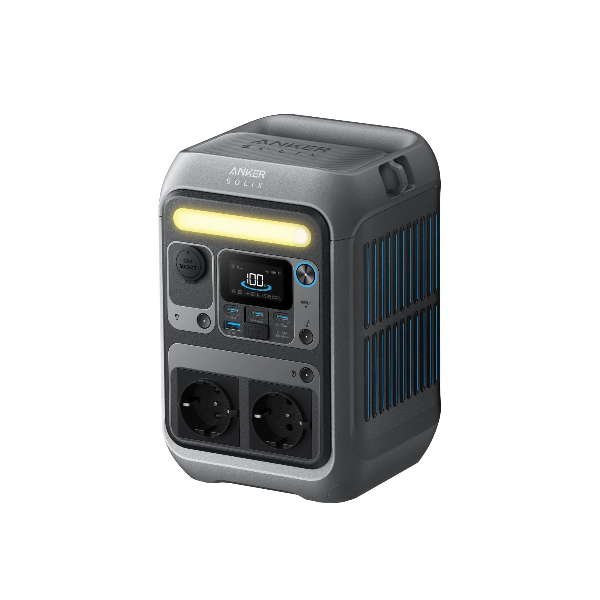 Anker SOLIX C300 centrale elettrica portatile, batteria LiFePO4 da 288Wh, generatore solare da 300W (picco 600W), ricarica bilaterale da 140W, campeggio, viaggi, emergenze (pannello solare opzionale)