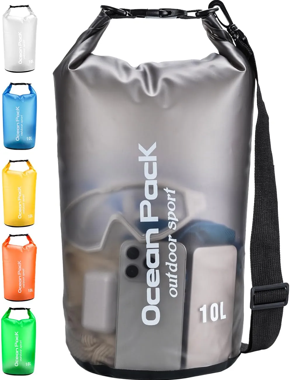 Henrycares Borsa Impermeabile Mare Da 10L, Sacca Dry Bag da 20L 10L 5L 2L, Zaino Impermeabile con Tracolla, per Trekking Nuoto Spiaggia Canoa Barca Bici