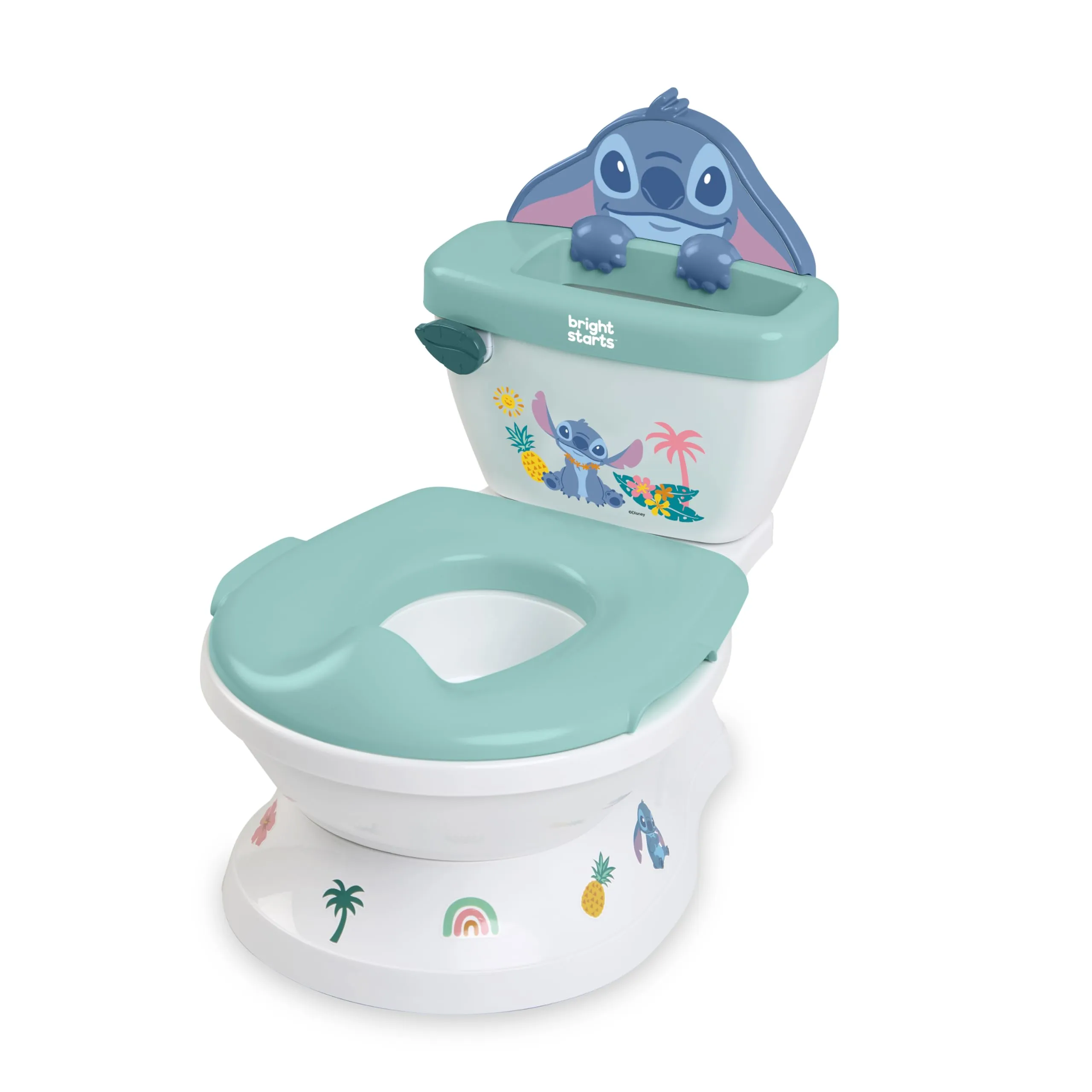 Disney Baby Stitch My Size Vasino Bambini di Bright Starts, 2-in-1 Vasino con Suono di Scarico, Sedile WC Rimovibile, Include 12 Adesivi, Addestramento al Vasino, Da 18 Mesi