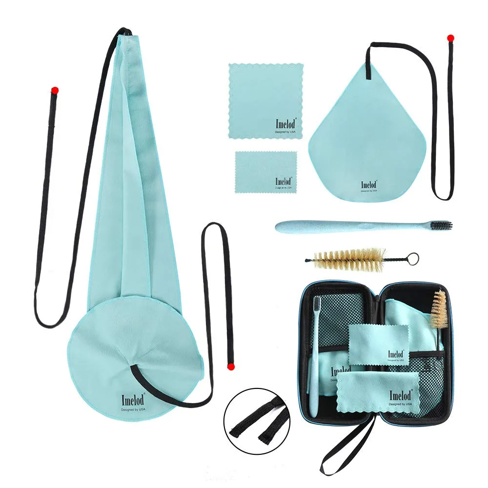 Imelod Kit di pulizia per sassofono con custodia per flauto per clarinetto tenore alto e altri strumenti a fiato e vento inclusi panno per la pulizia del sax, spazzola per bocchino