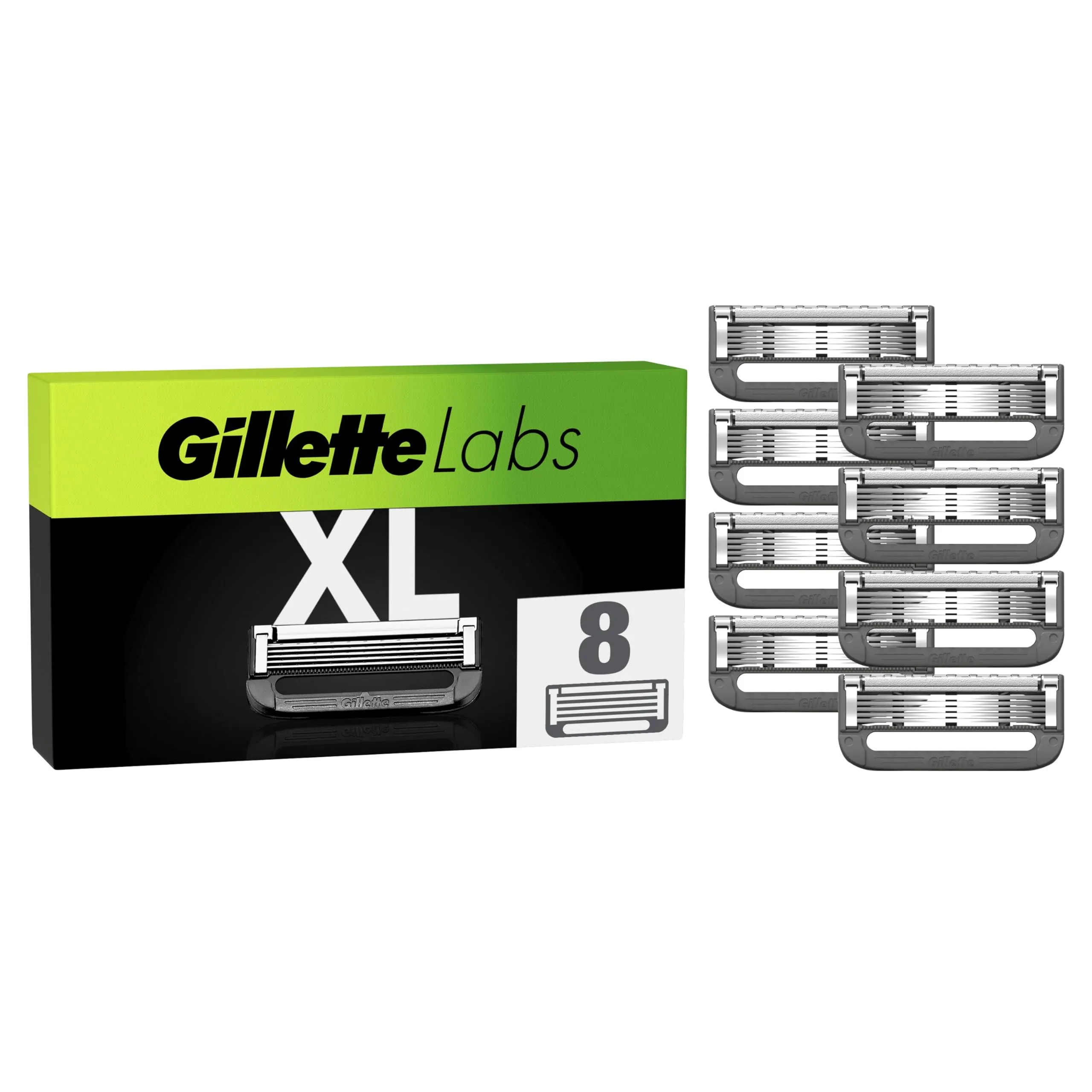Gillette Labs 8 Lamette da Barba di Ricambio a 5 Lame per il Rasoio Barba Manuale Gillette Labs Con Barra Integrata, Rasatura Profonda e Duratura, Comfort e Profondità