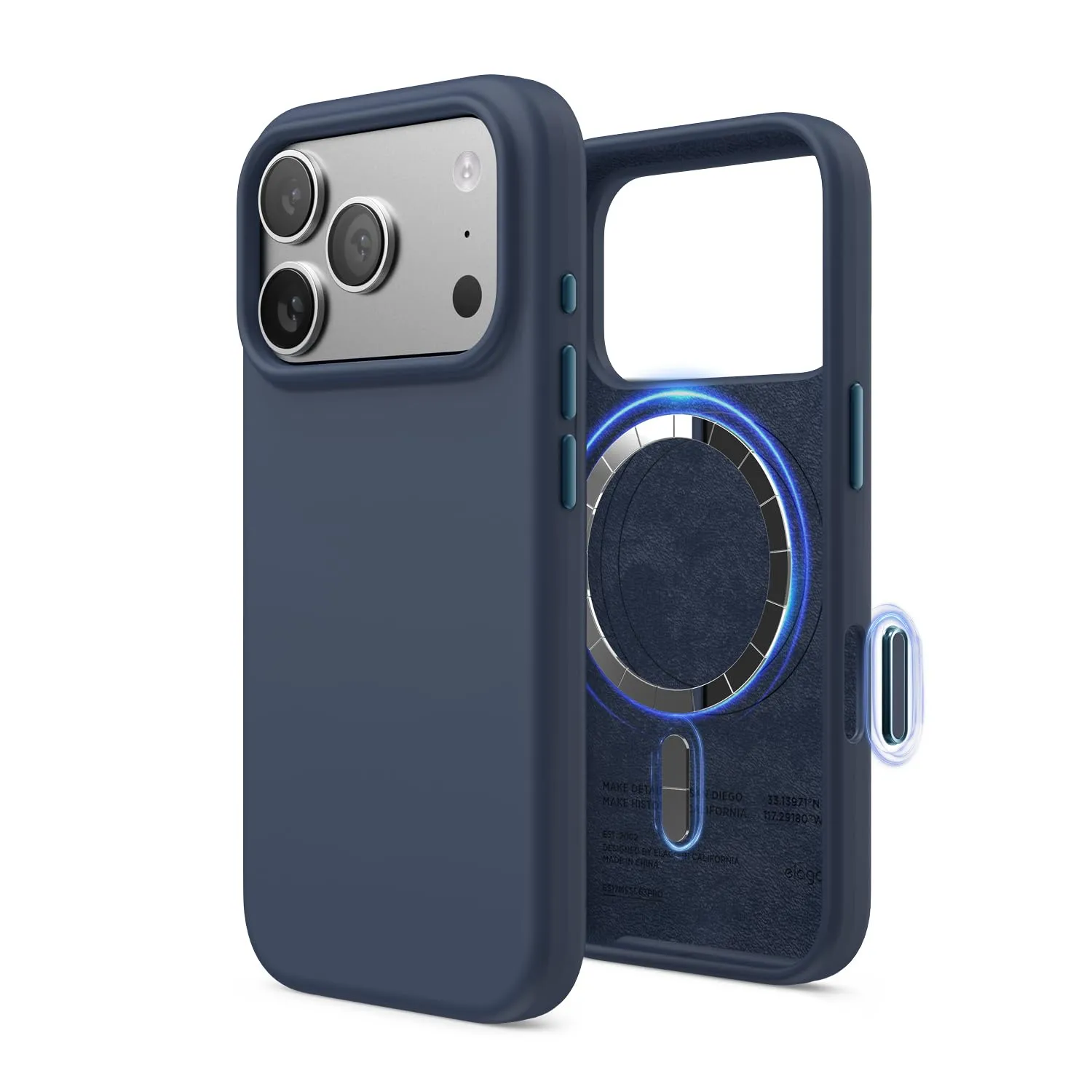 elago Cover Magnetica in Silicone Liquido per iPhone 17 Pro (6,3") – Compatibile con MagSafe, Antiurto, Sottile, Finitura Soft-Touch (Indaco Jeans)