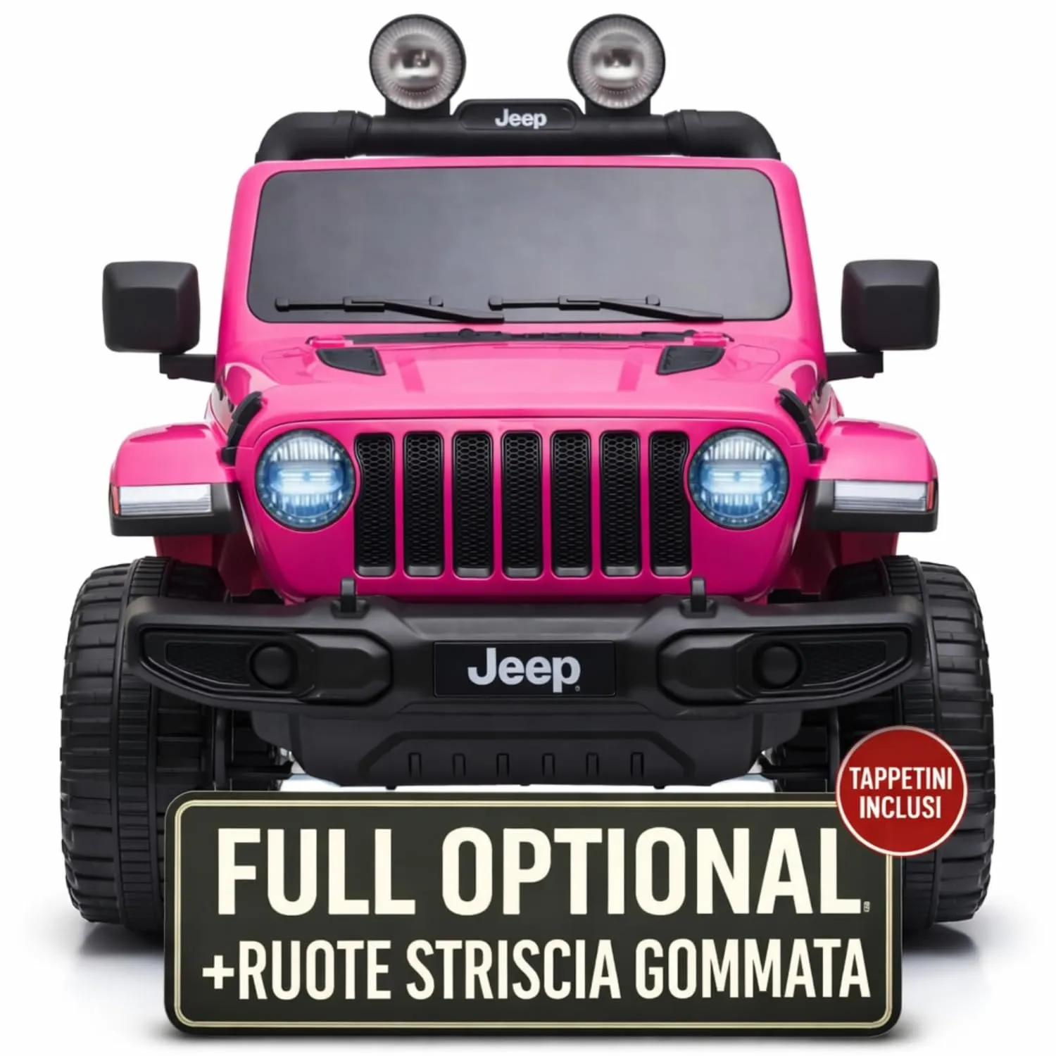 Macchina Elettrica Per Bambini Jeep Wrangler Rubicon Full Optional Auto Elettrica Per Bambini Telecomandata 2 posti Sedile In Pelle Porte Apribili Doppio Motore Elettrico 12V TOYSCAR rosa