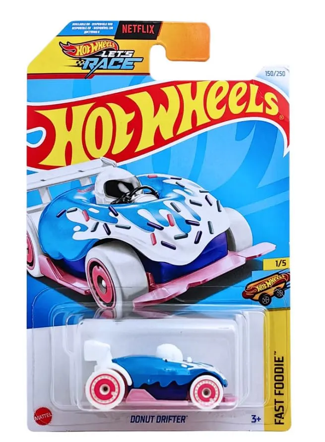 Hot Wheels -Donut Drifter, 1/5, Bianco/Blu/Rosa, Fast food