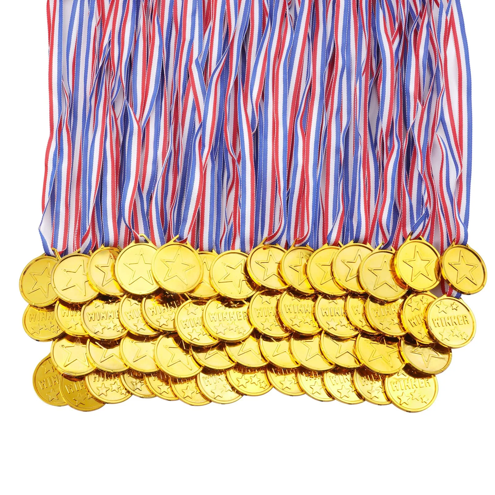 flintronic Medaglie per Bambini, 52 Pezzi Winner Medaglie Bambini, Bambini Medaglie di Plastica, con Nastri al Collo, Bomboniere per Bambini per Giochi per Feste di Giorno di Sport Scolastico