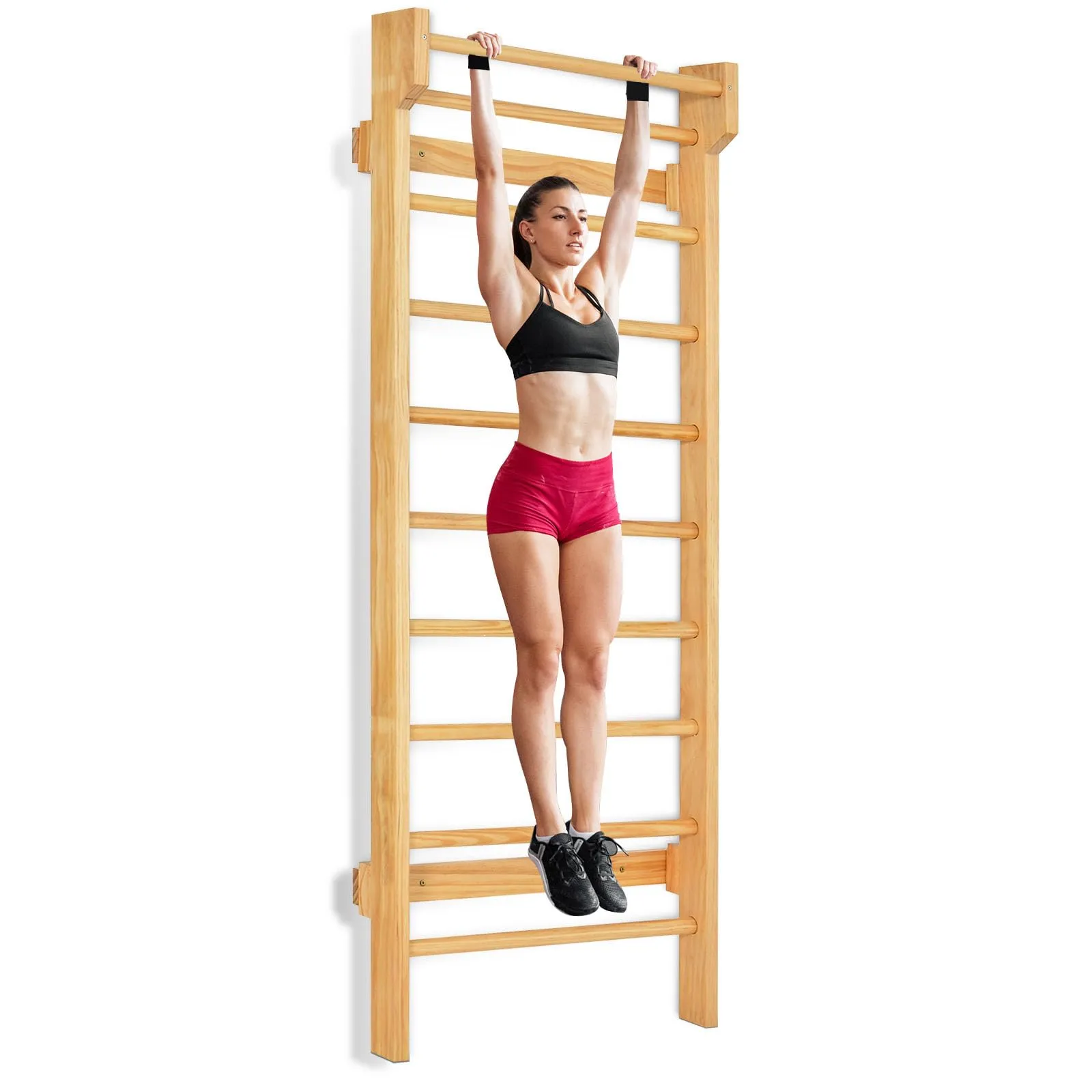HOMASIS Spalliera Svedese in Legno, Spalliera Palestra Scala da Interno per Ginnastica ed Allenamento, Parete Arrampicata per Bambini e Adulti, Portata Massima di 100 kg