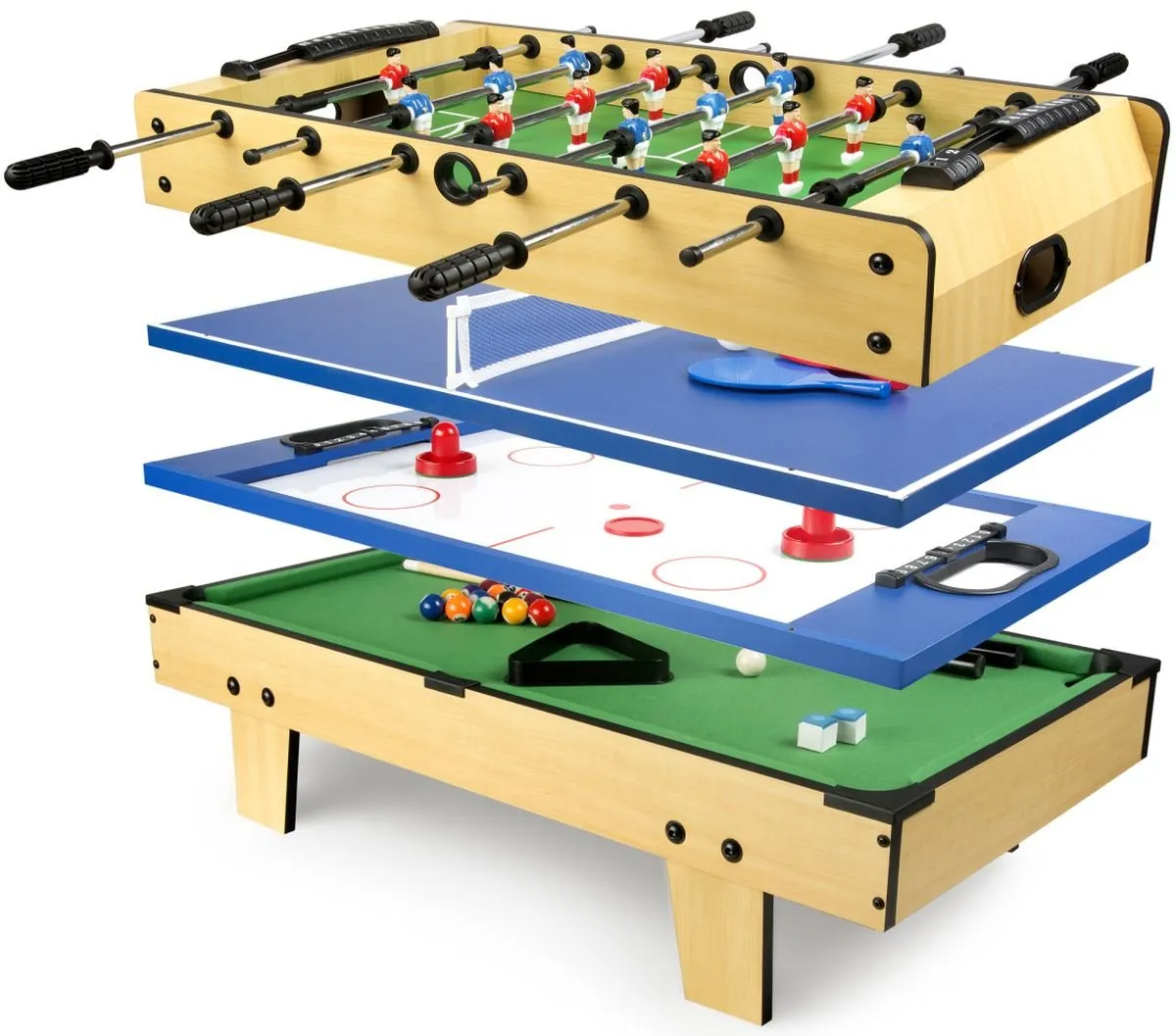 Leomark Tavolo da biliardo portatile in stile Vintage, Classico gioco per i bambini anche adulti, Dimensioni: 120 x 60 x 20,3 cm