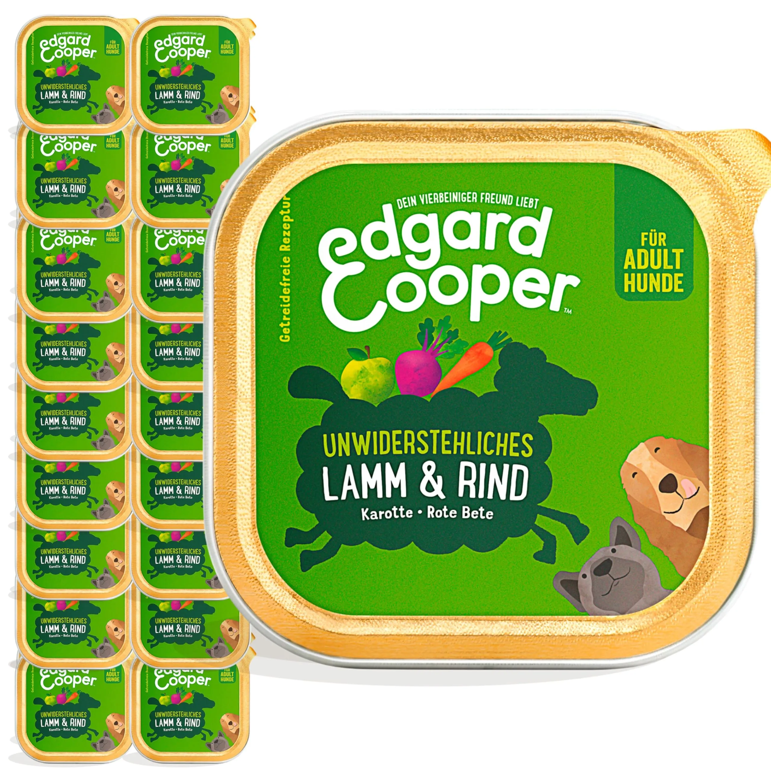 Edgard & Cooper Cibo umido per cani (agnello e manzo, 150 g x 11), senza cereali, ingredienti naturali e carne fresca, pieno di aminoacidi essenziali