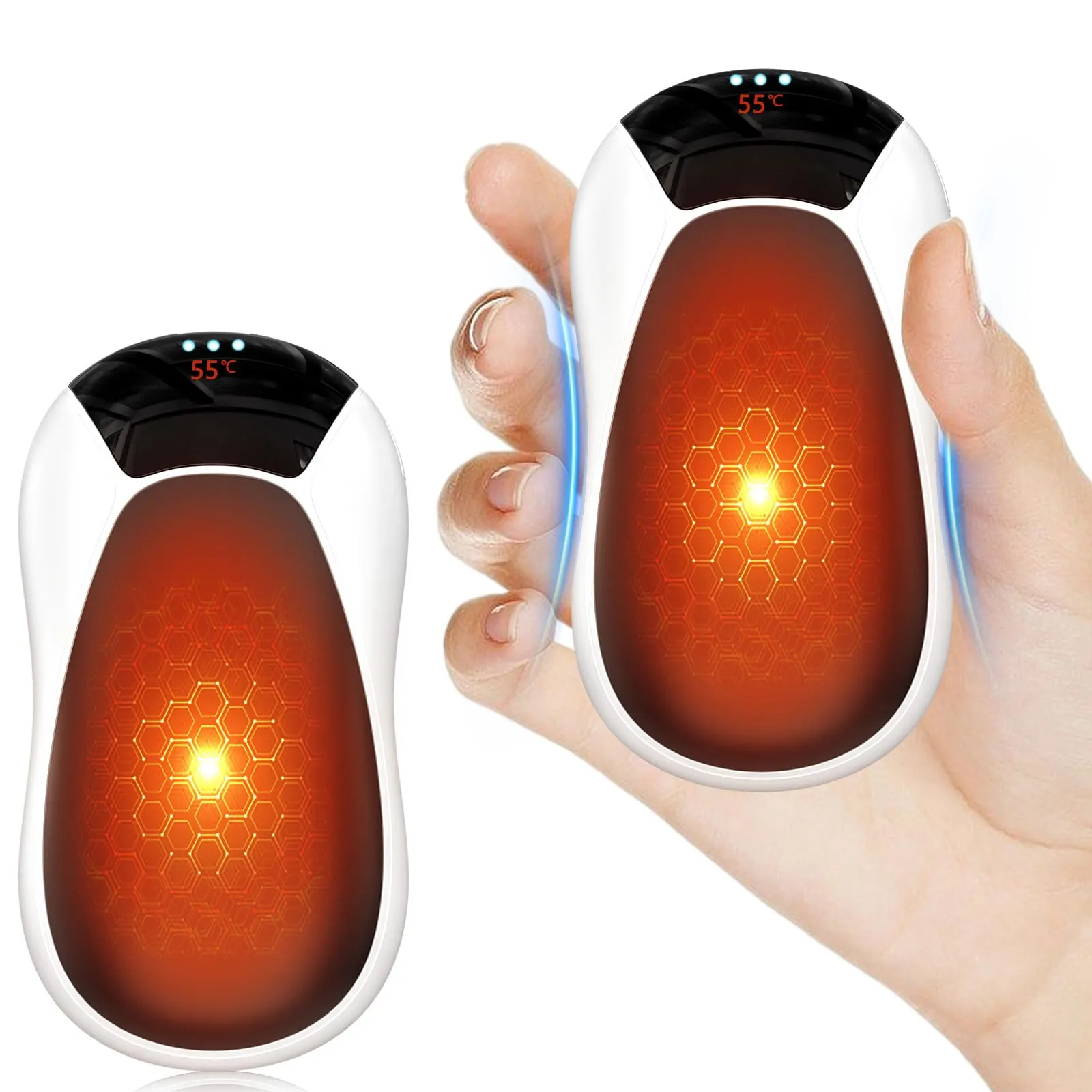 Scaldamani Ricaricabile USB C, 2 in 1 Scalda Mani Elettrico Magnetico Portatile 5500mAH, Scaldamani Tascabili Ricaricabili con 3 Livelli di Calore, Scaldino Mani Powerbank Hand Warmers Rechargeable