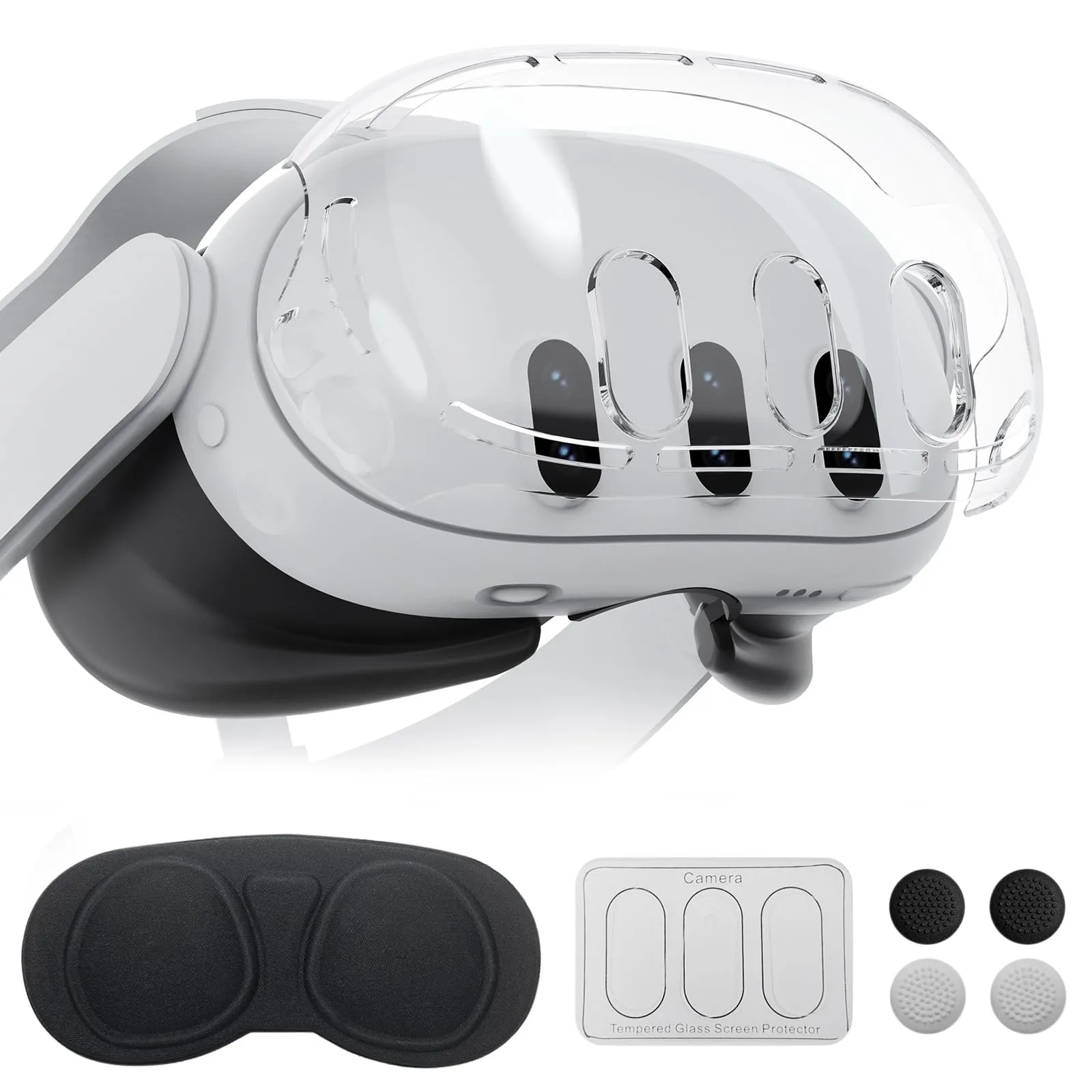 Olycism Cover per Meta Quest 3 Accessori per Oculus Quest 3 Perfit Fit Resistente ai graffi Impermeabile Incluso 1*Protective Front Cover 1*Lens Cover 4*Joystick Caps 3*Tempered Lens Protector