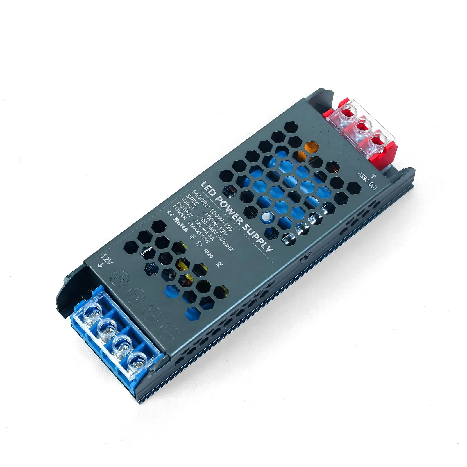 KSIBNW 12V Trasformatore LED 100W Alimentatore, 12V 8,3A Driver Extra Slim Interruttore Adattatore AC 220V a DC 12V Tensione Costante Power Supply Bassa Tensione per Striscia LED