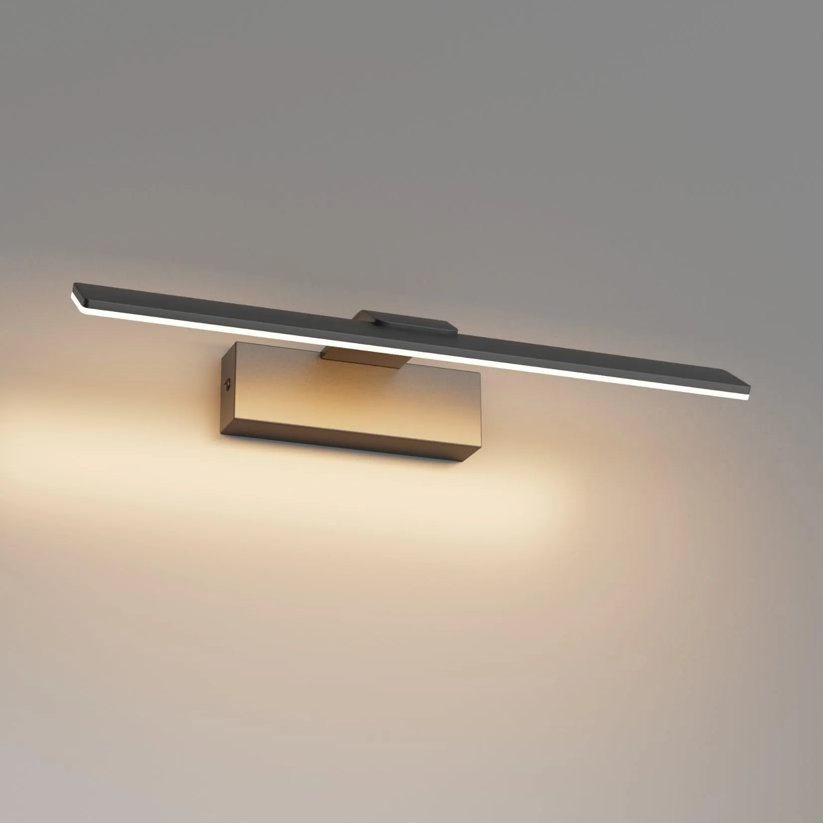 Klighten Luci Specchio Bagno Led 40cm, 12W 1100 Lumen, IP44 Applique, Lampada da Specchio Moderno in Alluminio, 60 LEDs, Bianco Caldo 3000K, Nero