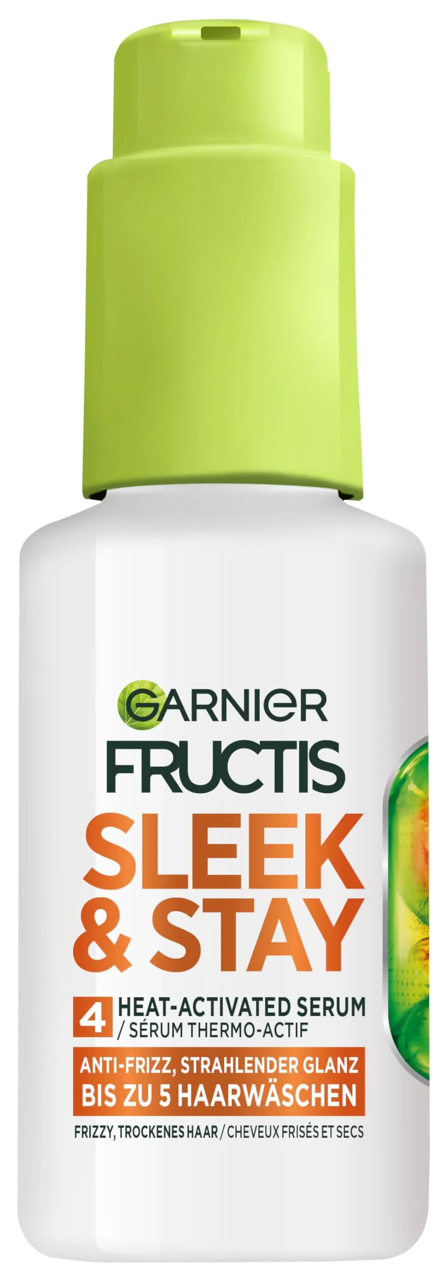 Garnier Fructis Sleek & Stay Heat-Activated Siero con alfa silana per capelli secchi e inclini al crespo, 50 ml