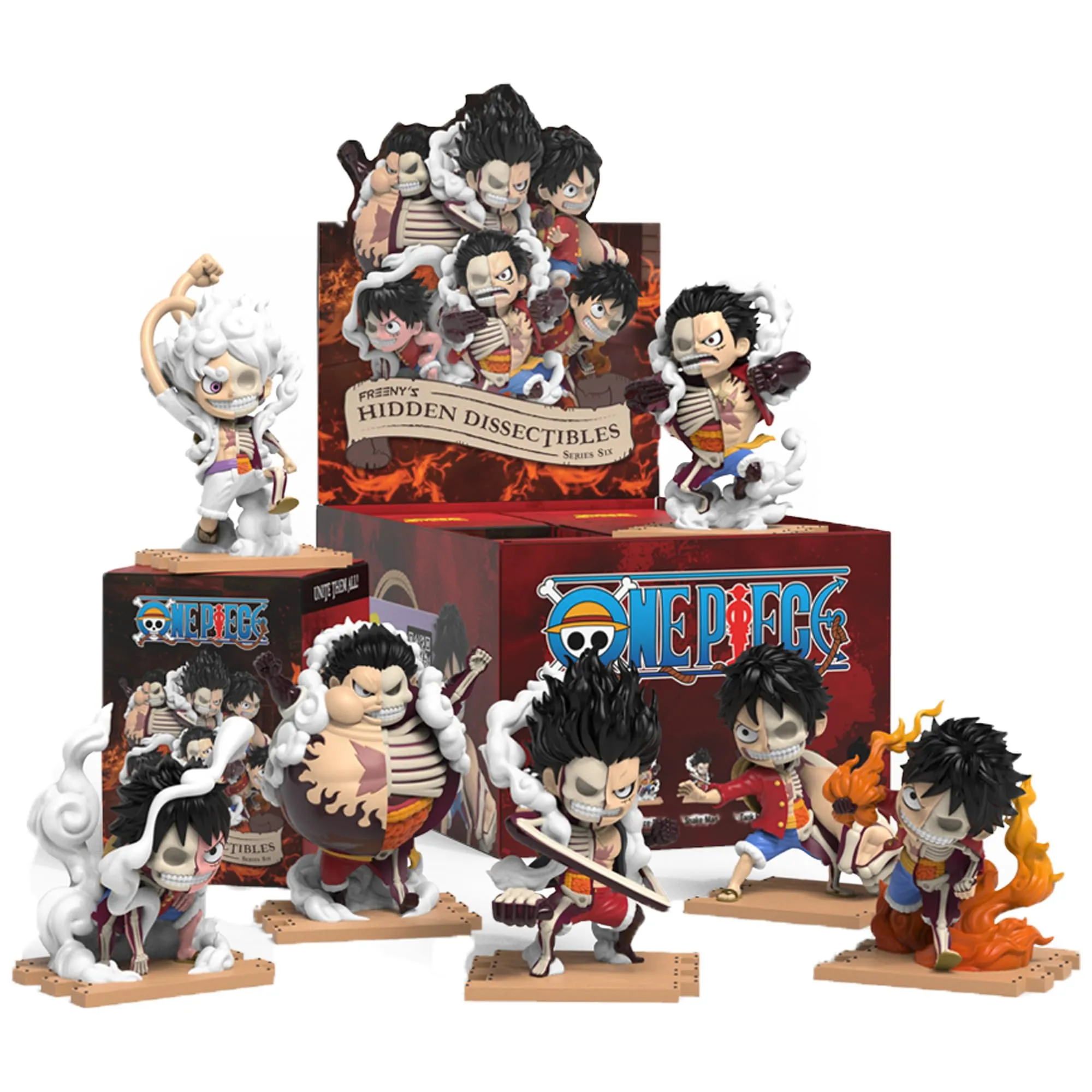 Mighty Jaxx Freeny's Hidden Dissectibles: One Piece Series 6 (Luffy Gears) | Figura da collezione con scatola a sorpresa | Contenitore con 6 personaggi