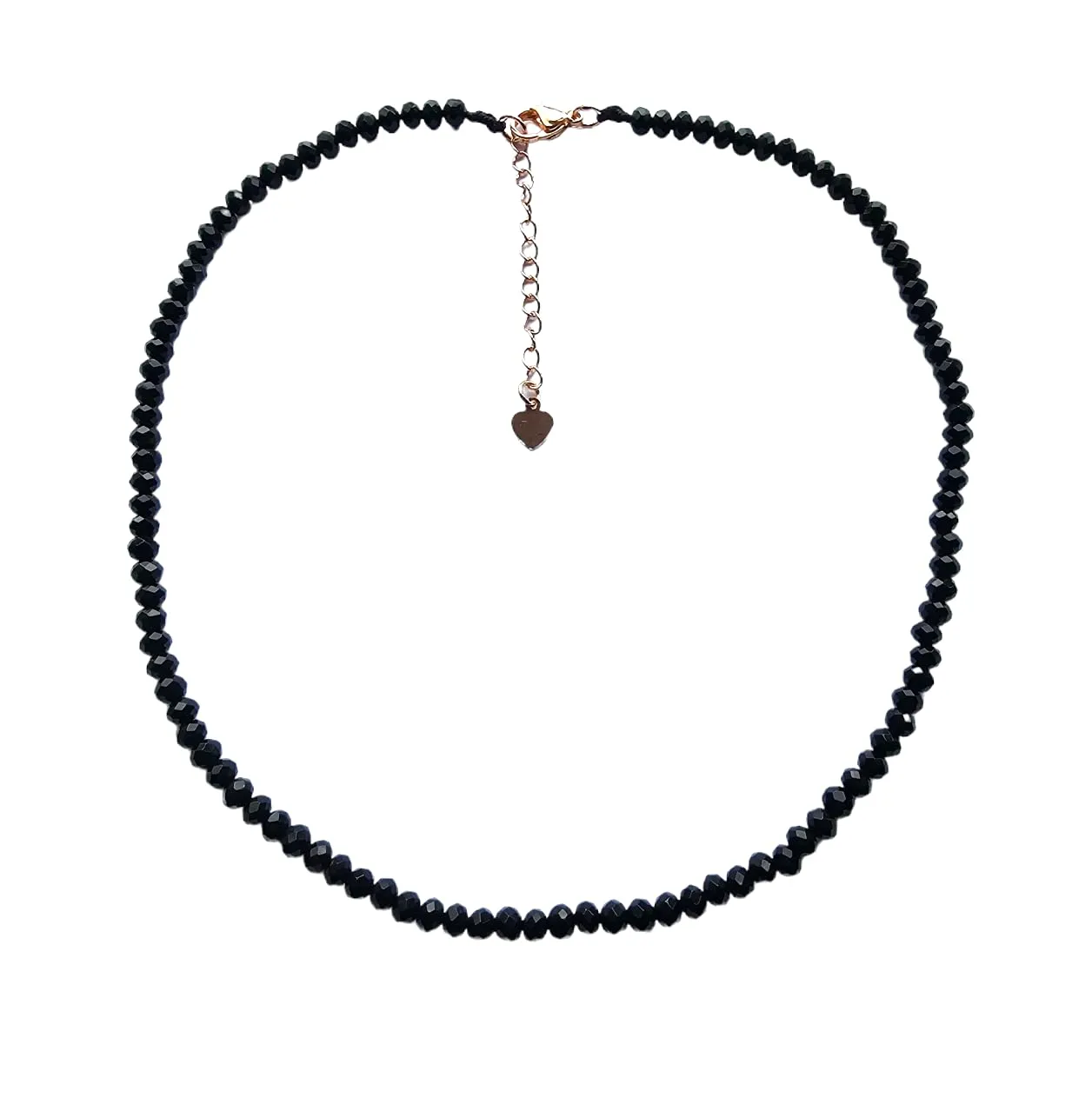 Collana girocollo con perline fatta a mano per donne e ragazze | Collana girocollo con pietre preziose curative con pietre preziose naturali | Regalo per ragazze (Nera)