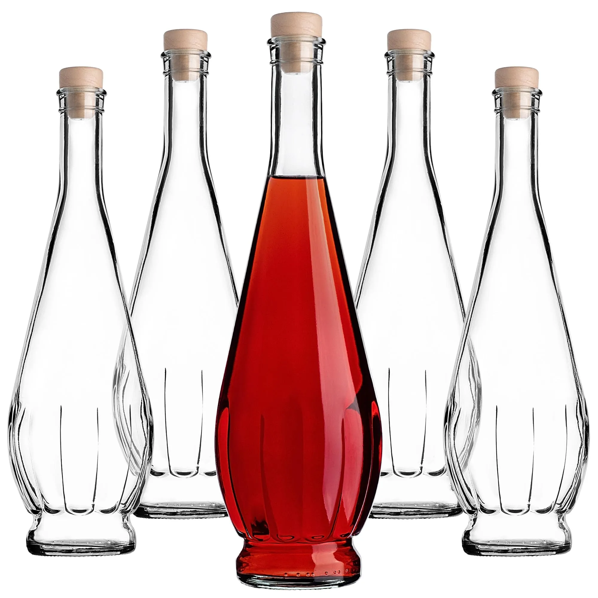 KADAX Bottiglie di vetro da 750 ml, 5 pezzi, bottiglie di liquore vuote con tappo di sughero, bottiglie di liquore, vino e grappa, bottiglie di vino