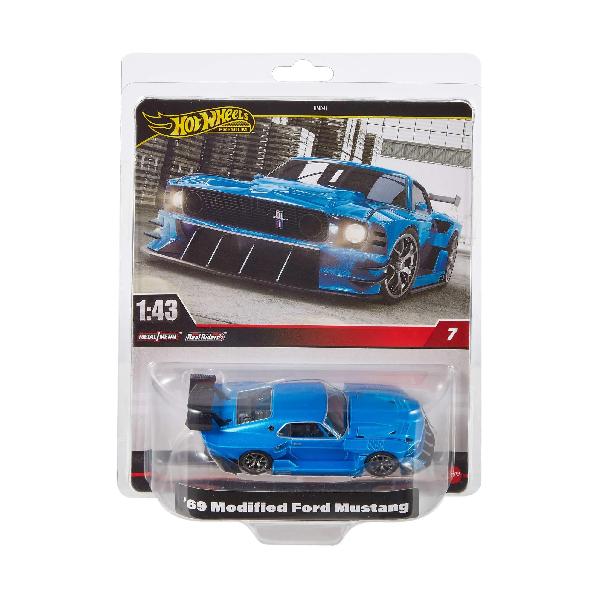 Hot Wheels Premium Ford Mustang '69, veicolo in scala 1:43, replica ufficiale da esposizione, pneumatici Real Riders, carrozzeria e telaio Metal, giocattolo, 14+ anni, per collezionisti adulti, HWT04
