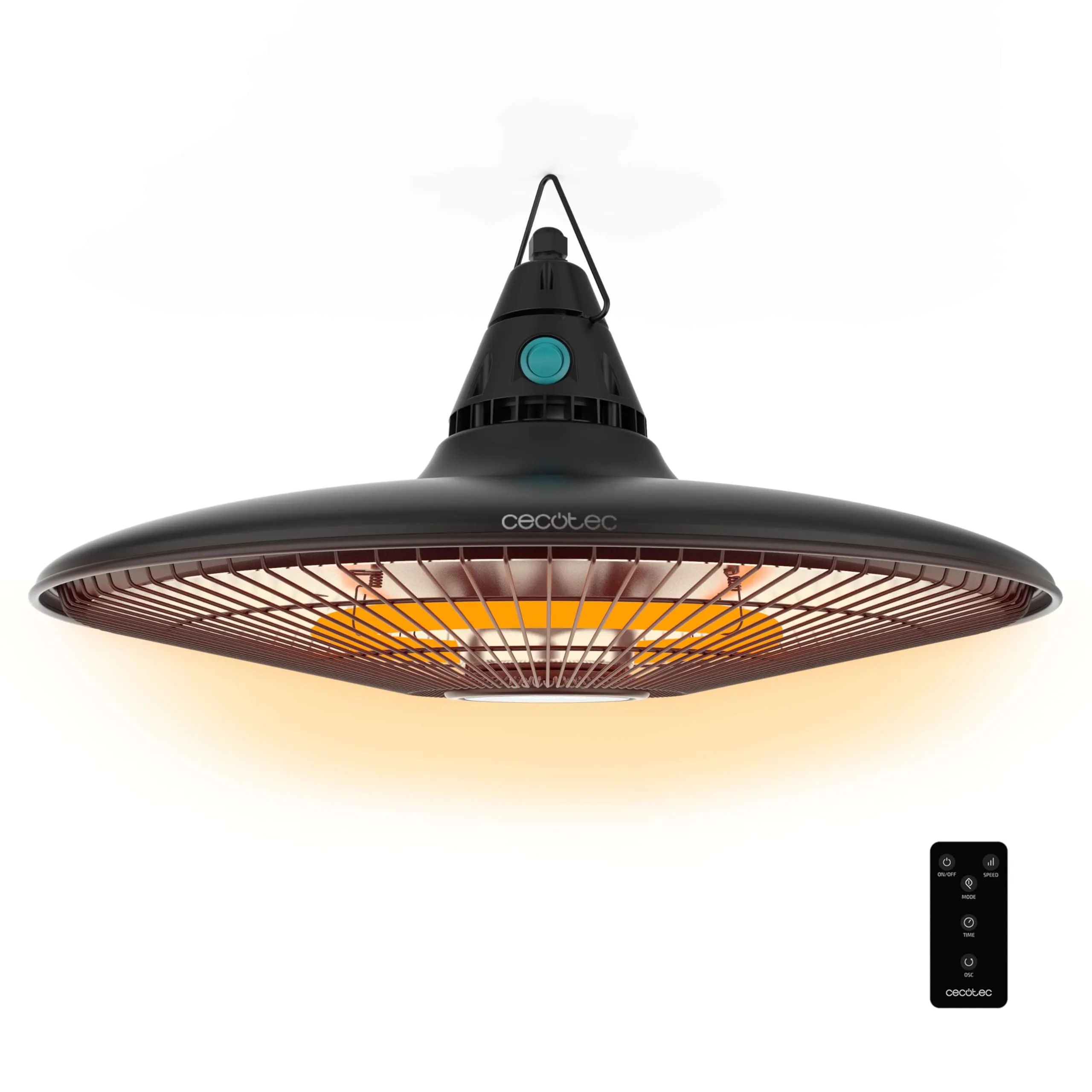 Cecotec Riscaldatore elettrico da esterno a soffitto ReadyWarm 1500 Power Ceiling. 1500 W, tecnologia alogena, protezione IP65, telecomando, area di copertura 10 m2