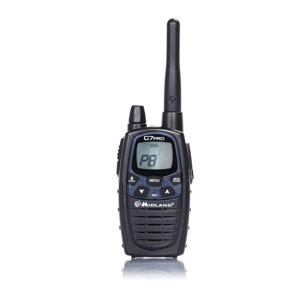 Midland G7 Pro NEW VERSION Radio Ricetrasmittente Walkie Talkie Dual Band 16 Canali PMR446 e 69 Canali LPD senza licenza - 1 Ricetrasmettitore, 4 Batterie Ricaricabili Ni-MH AA 1,2V/1800 mAh