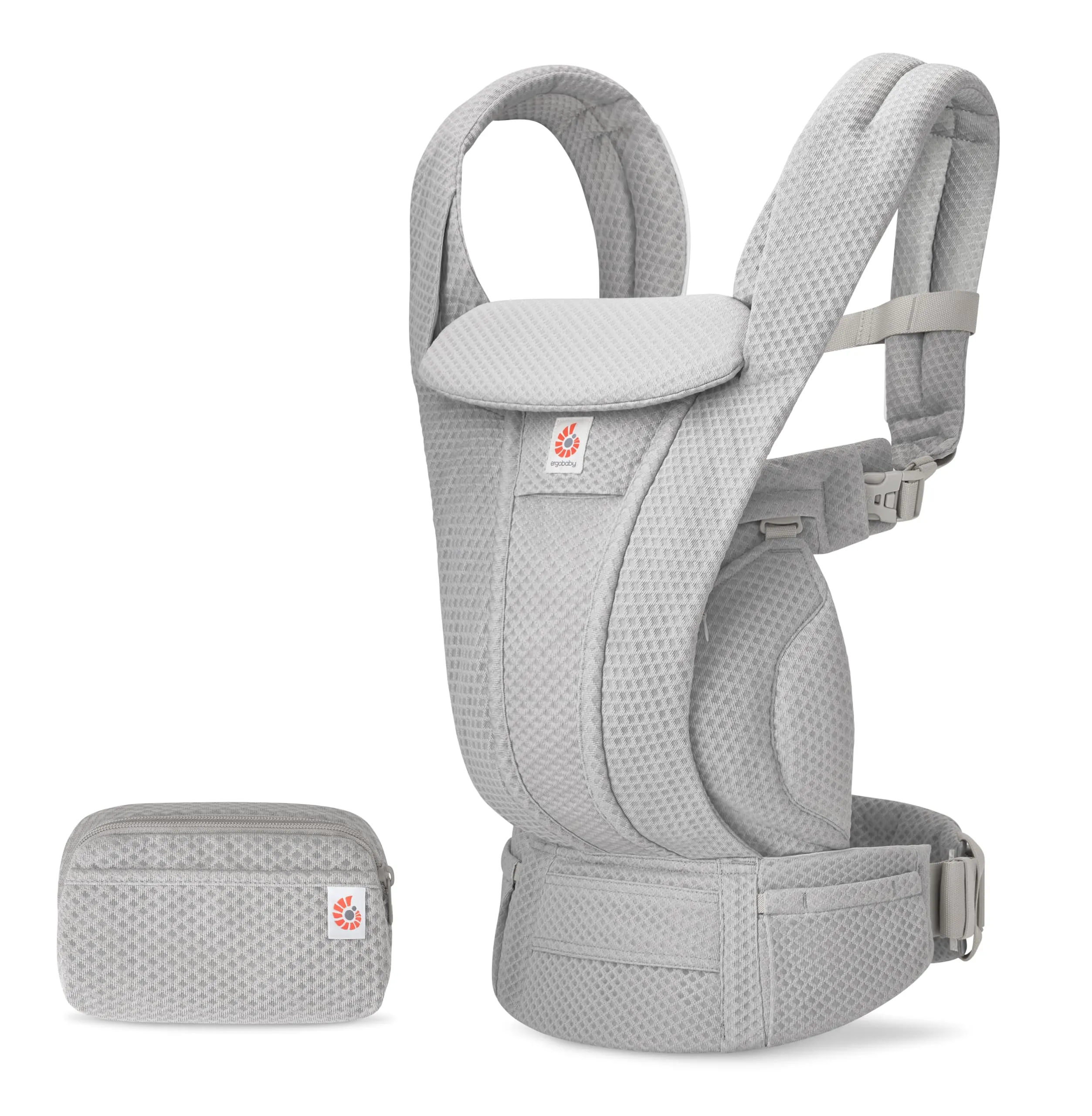 Ergobaby Omni Deluxe - Marsupio per neonati fino a 20 kg, ergonomico a 4 posizioni in rete, sistema da viaggio, grigio perla