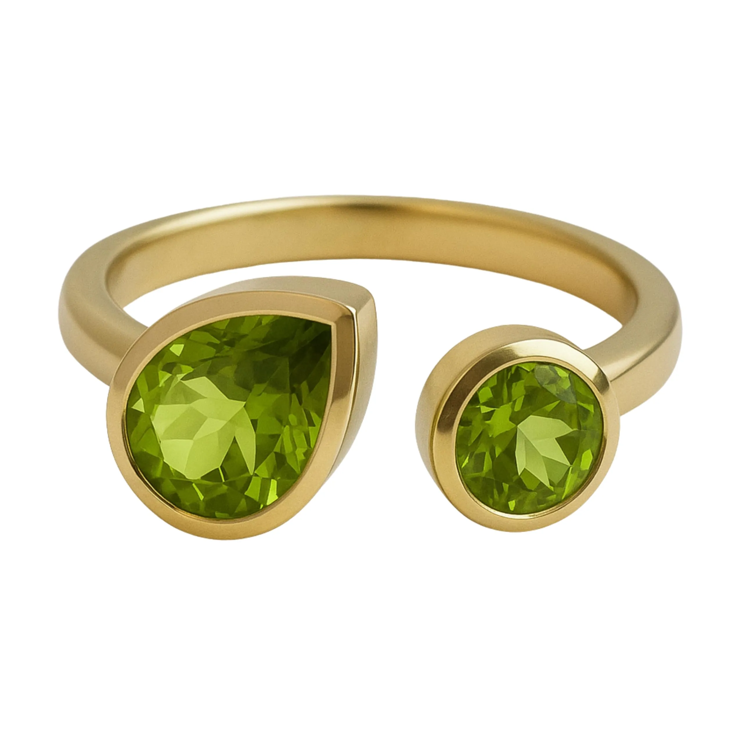 Anello in argento sterling placcato oro con peridoto
