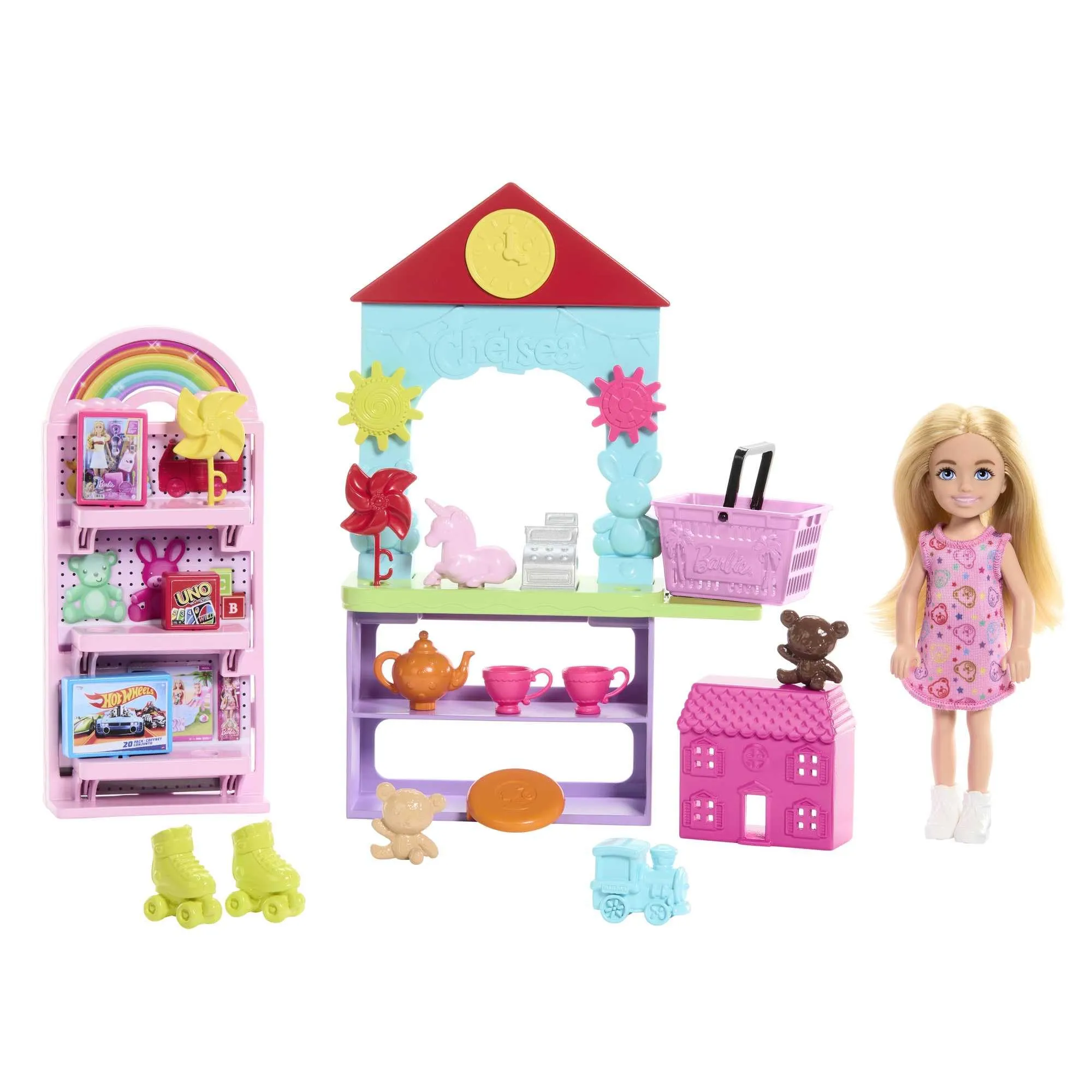 Barbie Carriere - Chelsea Negozio di Giocattoli, Playset con Mini Bambola Bionda e Bancone, Mobili per l'Esposizione e 15+ Accessori Inclusi, Giocattolo per Bambini, 3+ Anni, HNY59