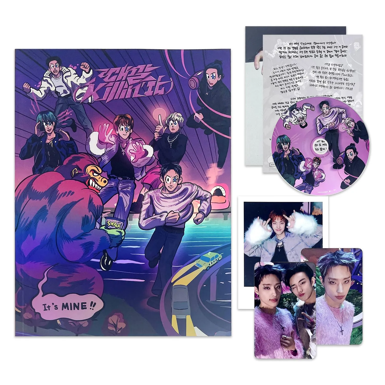 P1Harmony - 1st Album [Killin' It] (P1us Edition VER.) Photo Book + CD-R + Thanks to Postcard + Folded Poster + Polaroid + Init Photo Card + Selfie Photo Card + 3 extra Photocard