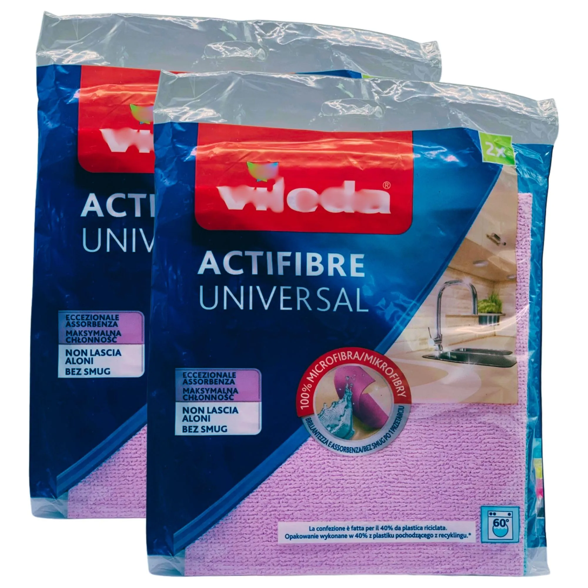 FEI FAN Panno ACTIFIBRE UNIVERSAL Per Suprfici Pulite In Una Sola Passata. Panno 100% Microfibra, Che Garantisce La Massima Assorbenza e Non Lascia Aloni - 27x30,5cm (2 Confezioni)