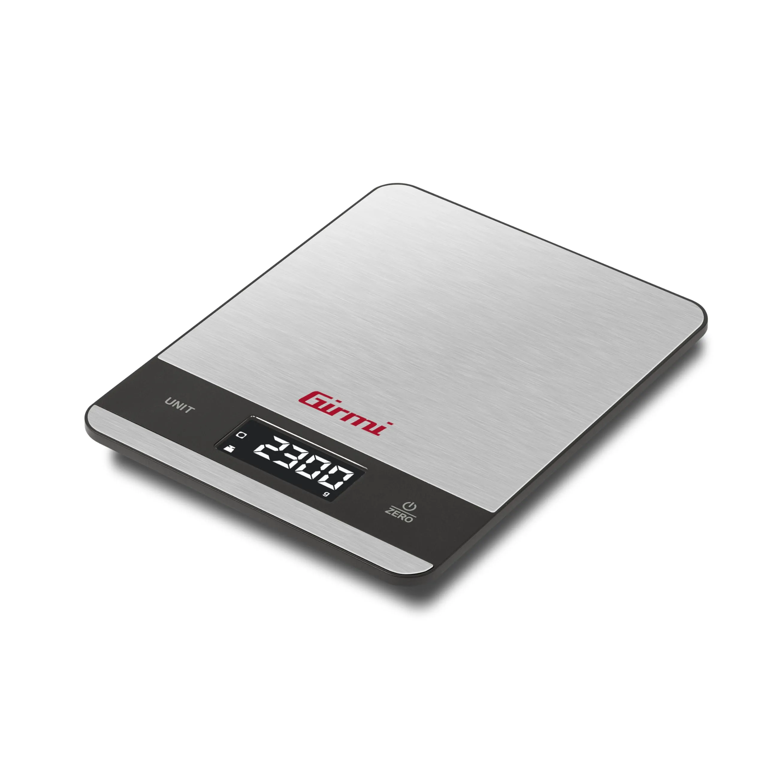 Girmi PS05 Bilancia da cucina Elettronica, 1 gr/5Kg, Piatto Inox, Display ad alta luminosità, Autospegnimento, Funzione TARA, Indicatori di errore, Display 50 x 22