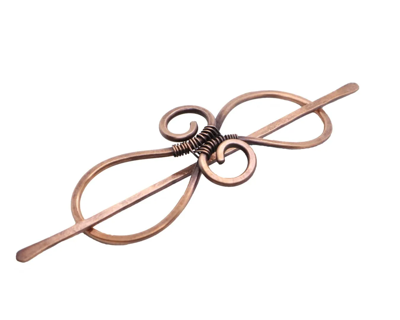 FineMetalDust - Fermacapelli celtico infinito in rame o ottone - Handmade - Spilla in metallo per scialle maglione Infinity - Regalo unico donna - Molletta fermaglio per capelli lunghi
