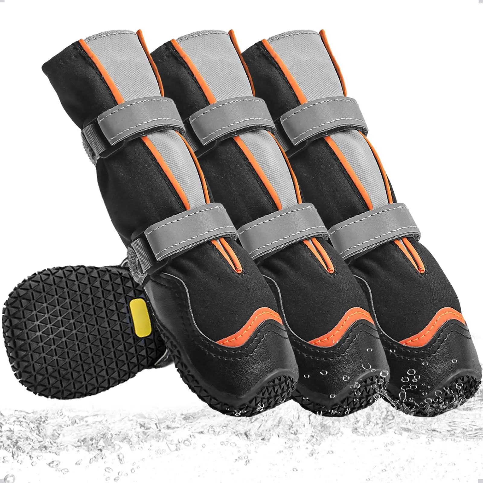 OHCOZZY Scarpe per Cani Profondamente Impermeabili, Stivali Alti per Cani con Linguetta a V, Suola in Gomma Resistente all'Usura, Protezione Zampe Cane Piccoli Medi Grandi 4 Pezzi,L