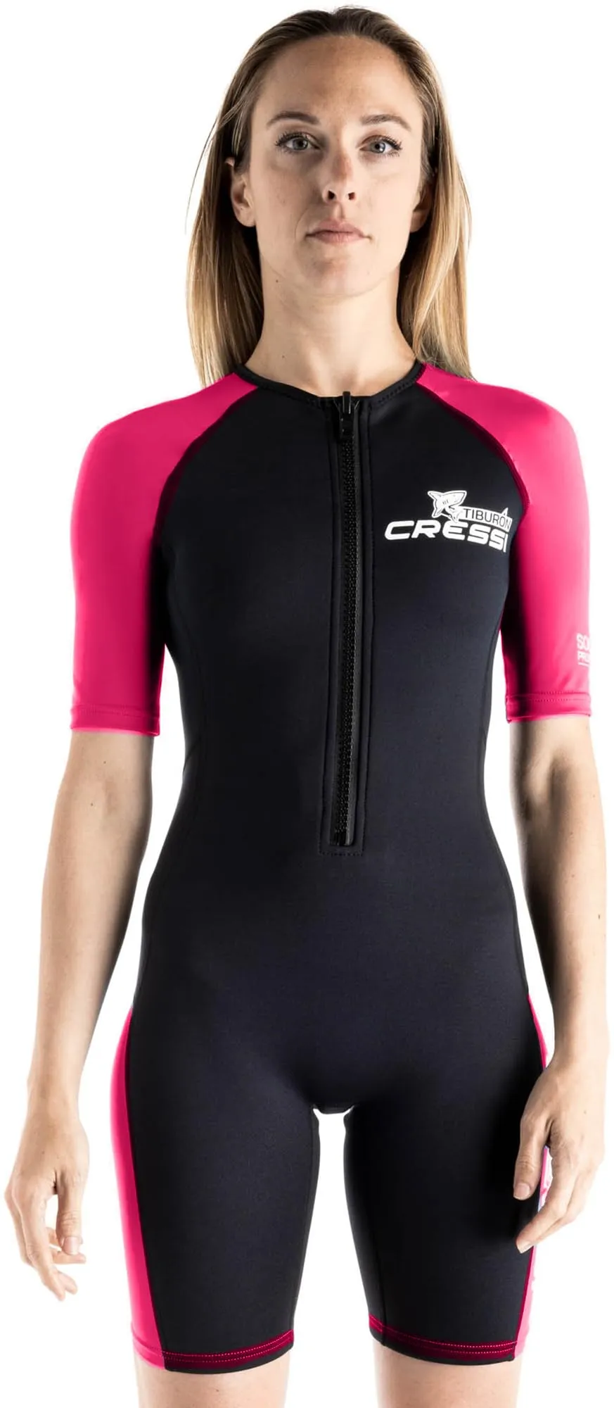 CRESSI Tiburon Lady Shorty Wetsuit 2mm - Muta Shorty Donna realizzata in Neoprene Ultra Stretch 1.5/2mm e Elastane, Nero/Rosa, S/2