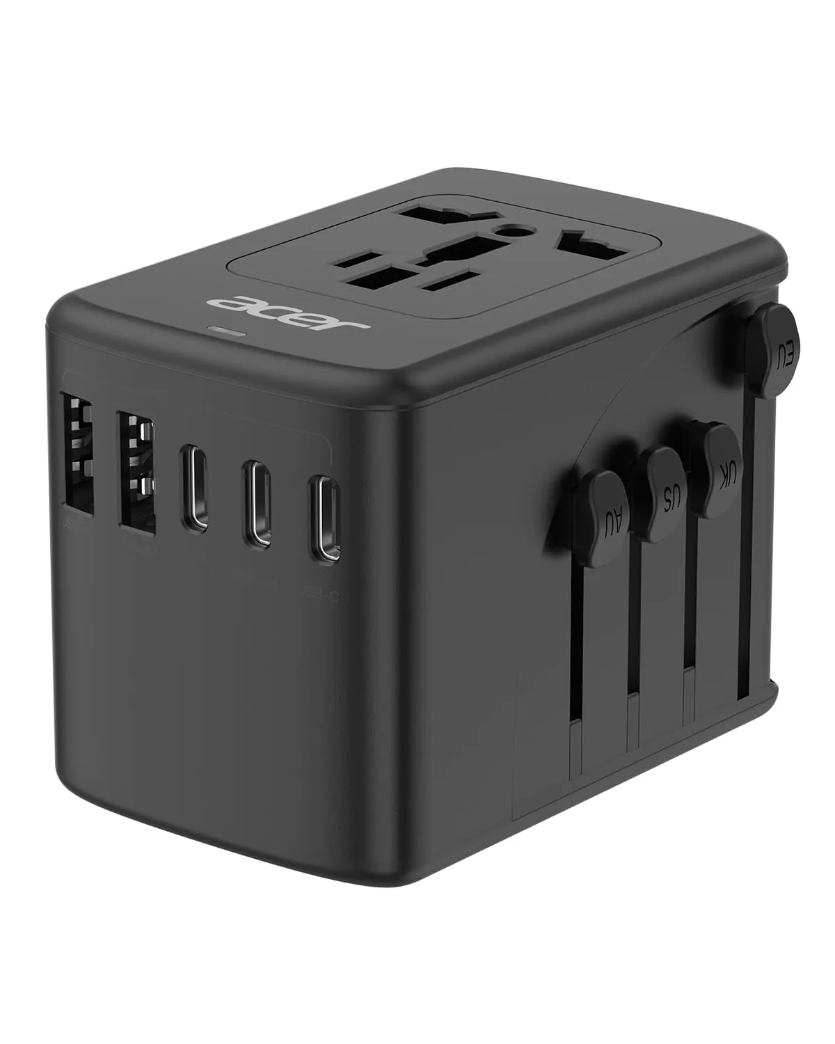 Acer Adattatore da viaggio universale con 5 porte USB (3 USB-C) 5,8 A, potenza di uscita mondiale per Stati Uniti su Europa, Regno Unito, Francia, Germania