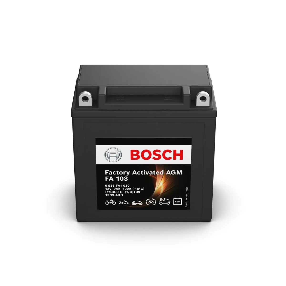 Bosch FA103 - Batteria AGM per motocicli - 12V 100A 9Ah - Adatta per moto, motociclette, enduro, scooter, quad, moto d'acqua - Compatibile M4F25, BB9-B, BTB9, 12N9-4B-1