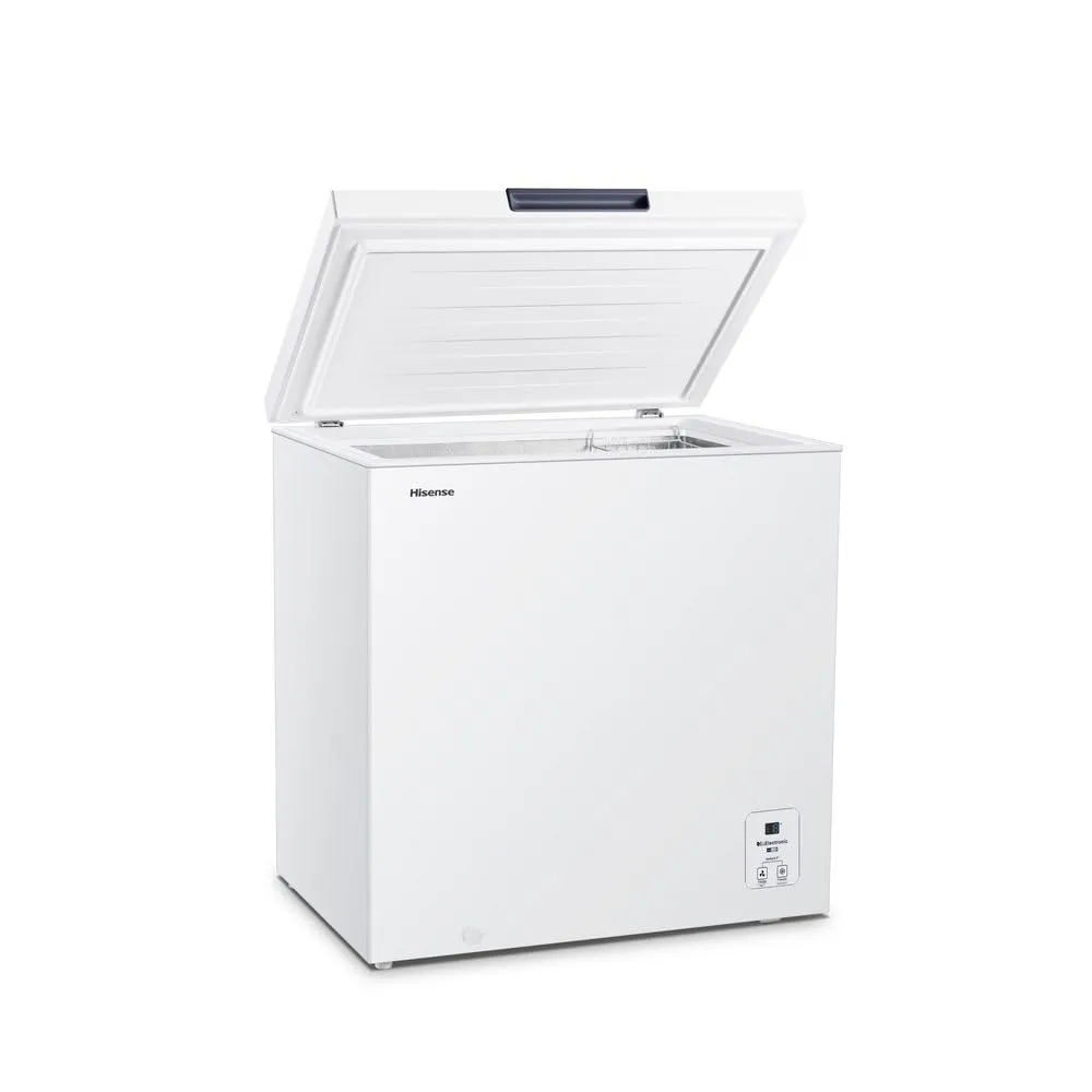 Hisense FT184D4AWYE - Cassapanca congelatore orizzontale, cestello con manico, controllo elettronico della temperatura, con capacità netta 142 l, silenziosa 40 dBA, colore: bianco