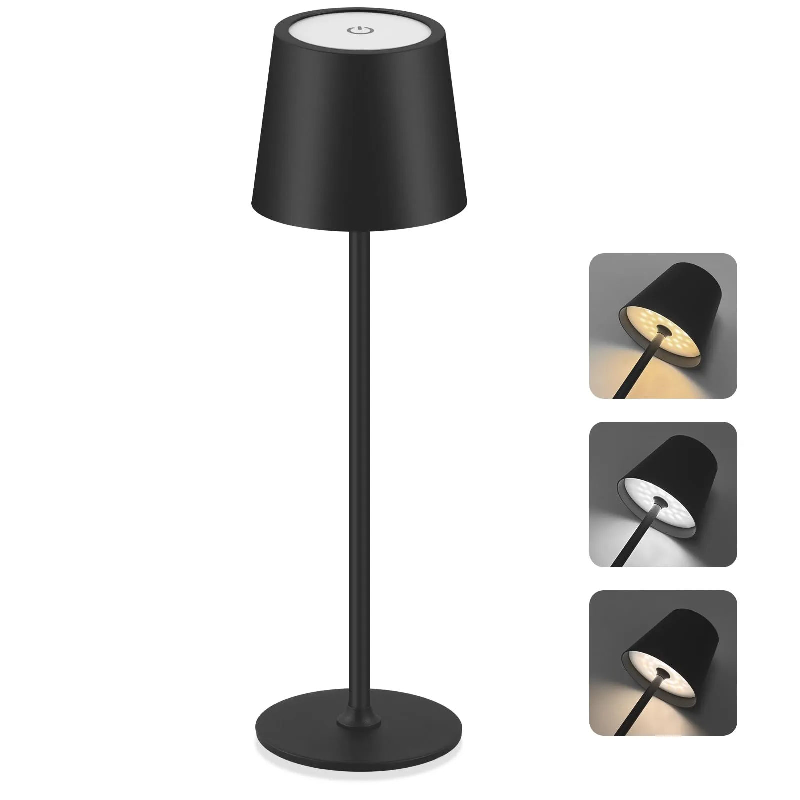 CNMTCCO Lampada da tavolo senza fili, ricaricabile con batteria da 5200 mAh, regolabile in altezza, 3 temperature di colore, dimmerabile, portatile, impermeabile, per sala da pranzo, camera da letto