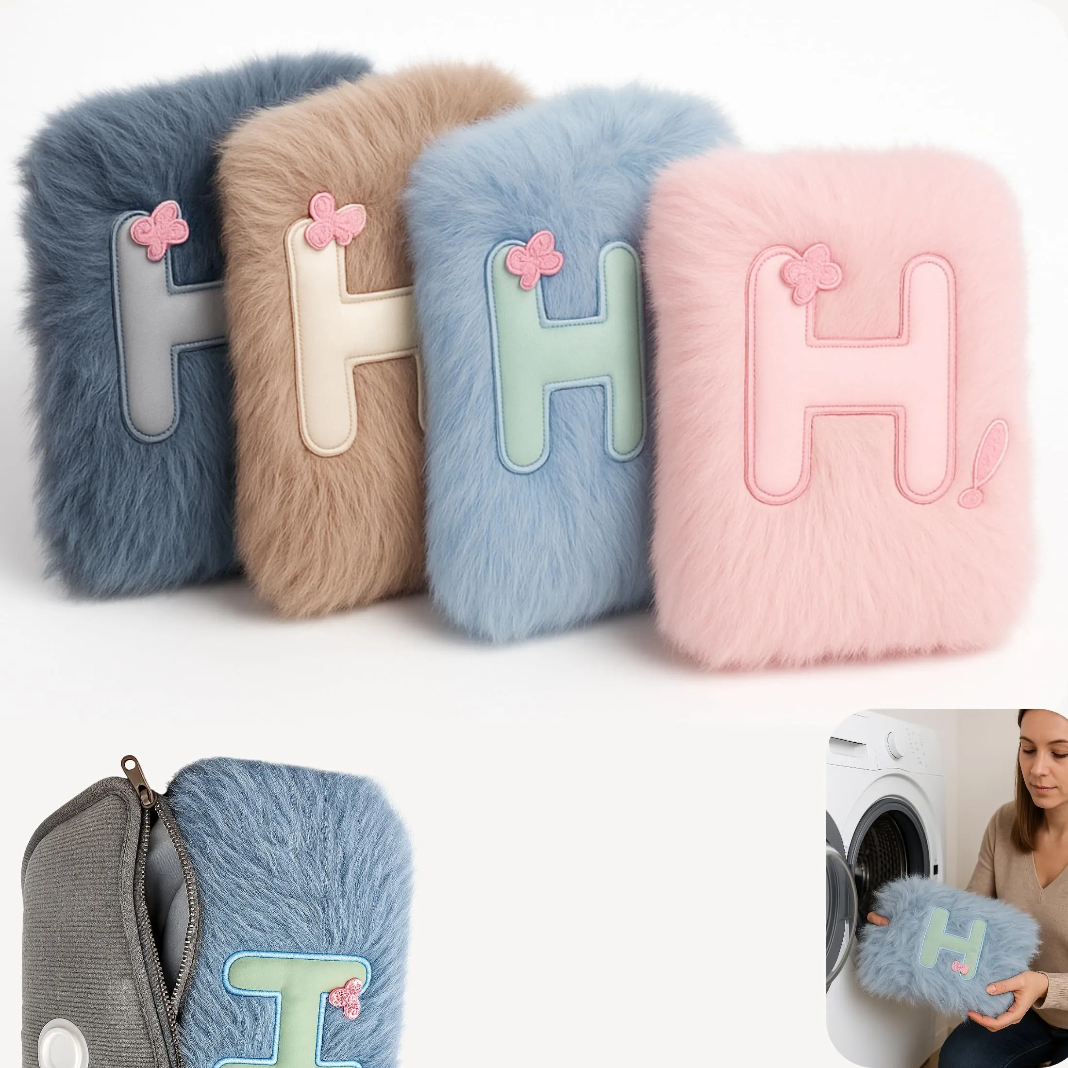 COVERI COLLECTION Borsa Acqua Calda Elettrica per Ciclo - peluche Rimovibile e Lavabile 500w - Boule scaldamani elettrico - Regali Natale Donna Uomo