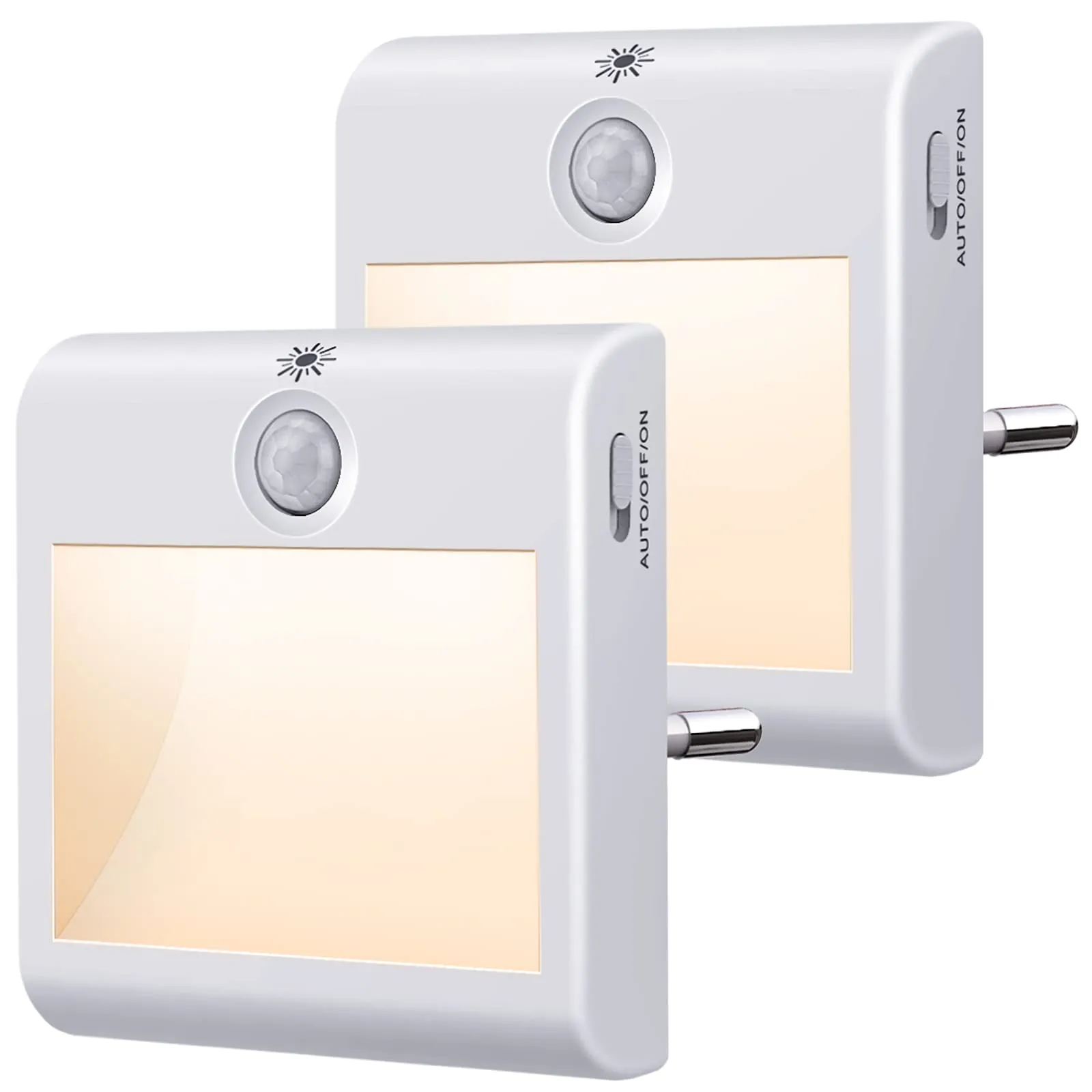 Luce Notturna Bambini, [2 Pezzi] Luce Notturna con Sensore di Movimento Luminosità Regolabile 3 Modalità (ON/AUTO/OFF), Luci Notturne Bianca Calda per Cameretta, Corridoio, Cucina, Scale, Bagno
