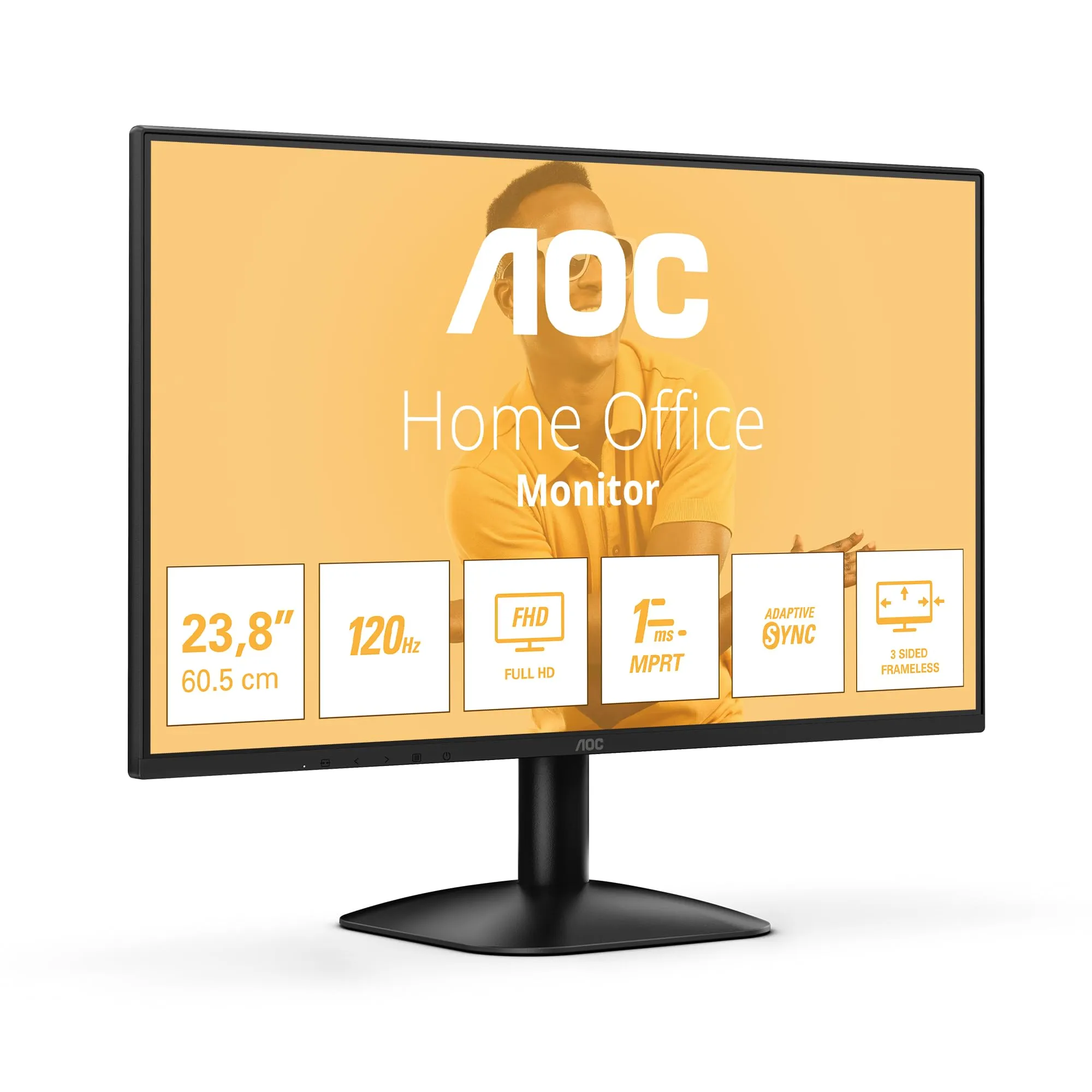 AOC 24B31H - Monitor Full HD da 24 pollici, 120 Hz, sincronizzazione adattiva dell'immagine 1920x1080, 1x D-Sub, 1x HDMI 1.4 nero, 24 inch FHD IPS, 100 Hz, No Altoparlanti