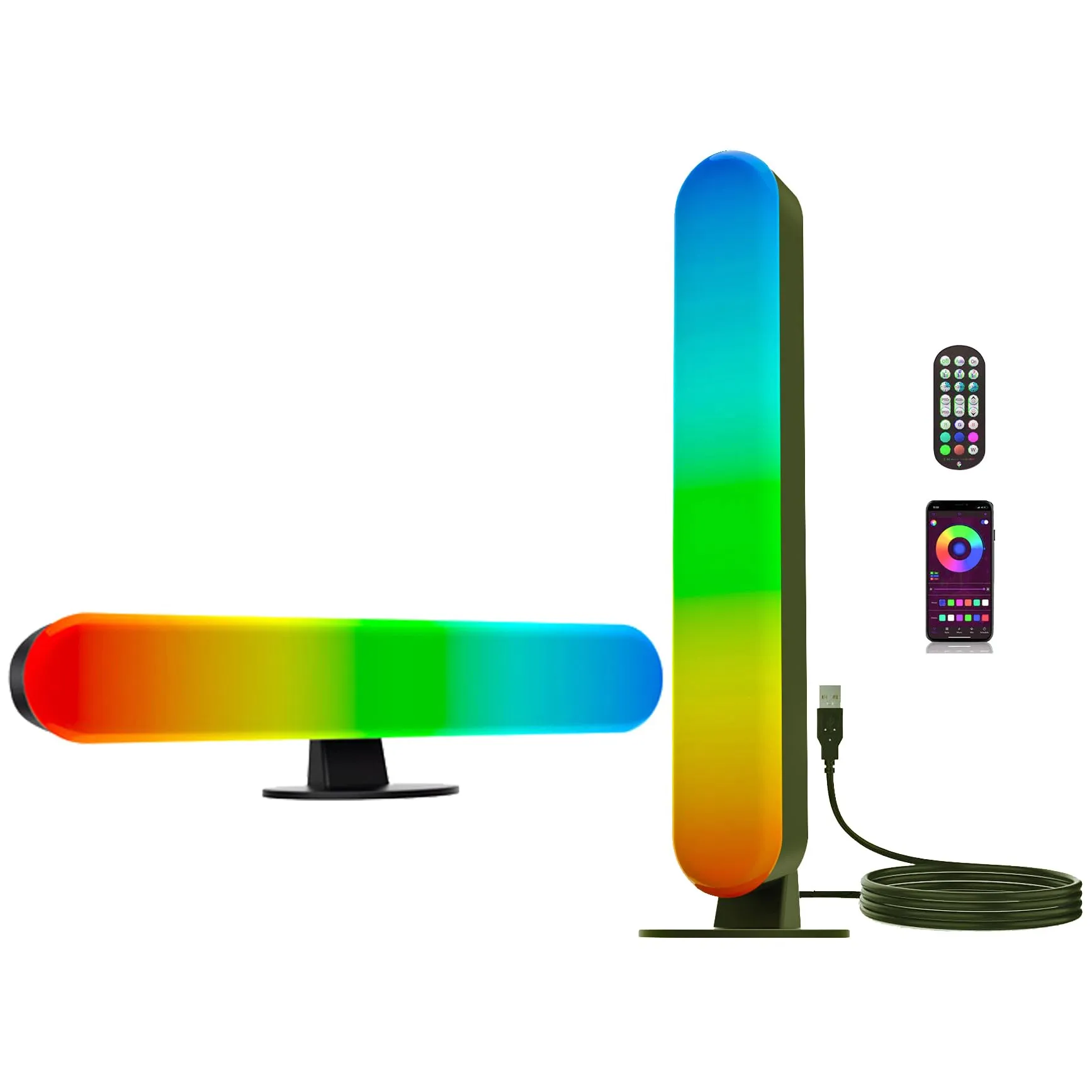 ThreeH Barre luminose a LED intelligenti Lampade ambientali a doppio LED Colori Sincronizzazione musicale Impostazione del timer per PC Room Gaming TV Retroilluminazione