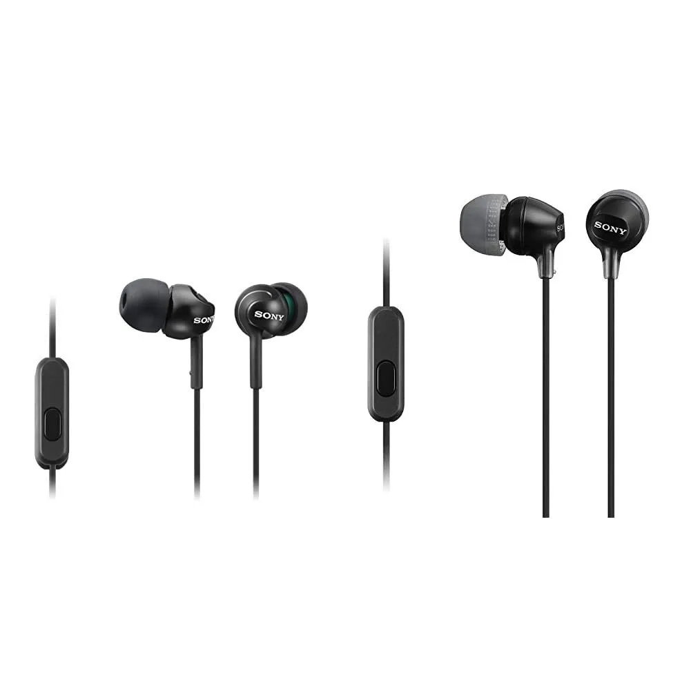 Sony MDR-EX110AP Cuffie in-ear con microfono, Auricolari in silicone, Nero & Mdr-Ex15Ap Cuffie In-Ear con Microfono, Auricolari in Silicone, Nero