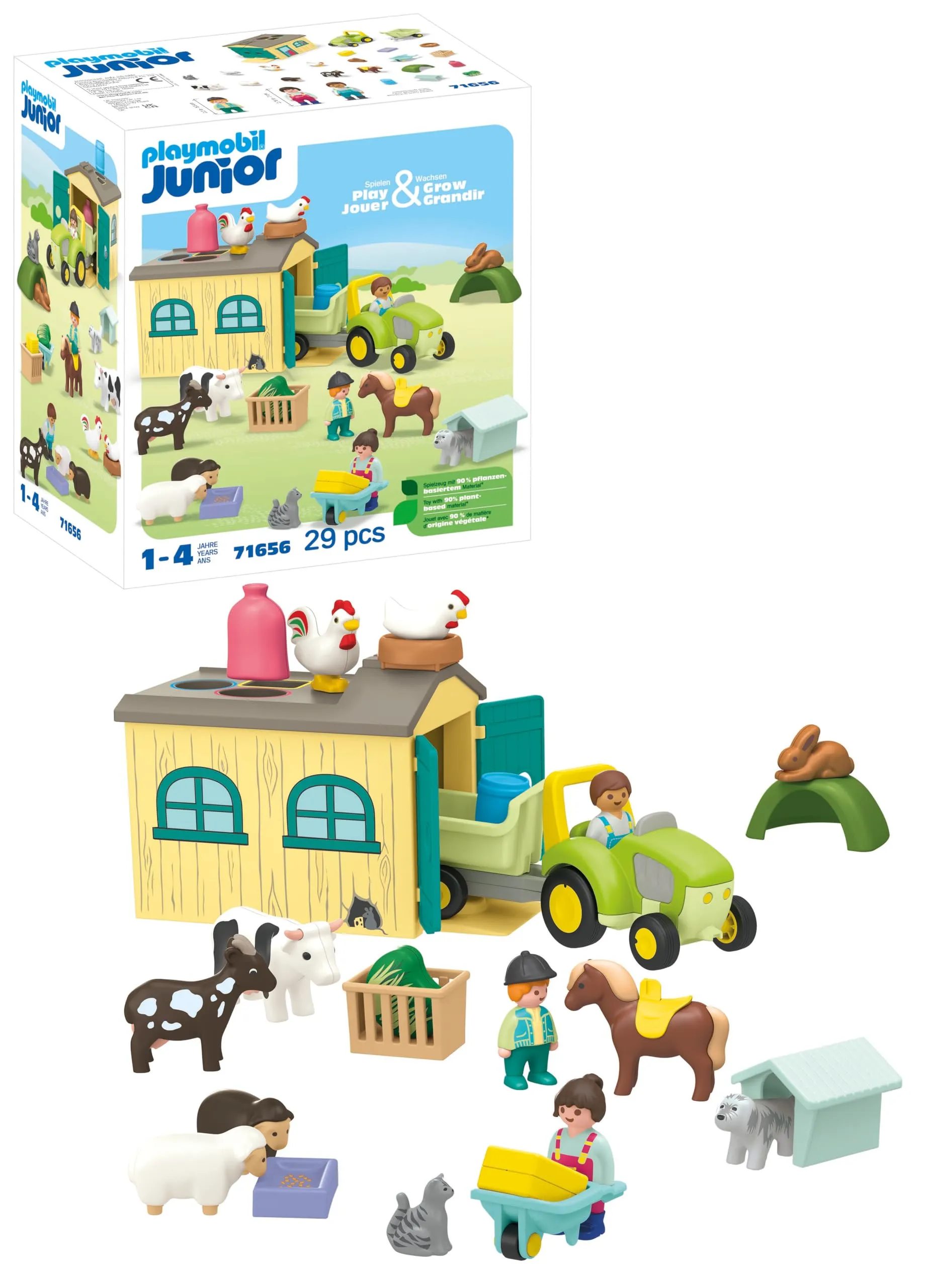 Playmobil Junior 71656 Allegra Fattoria, giocattolo sostenibile realizzato in plastica a base vegetale, giocattolo per bambini dai 12 mesi in su